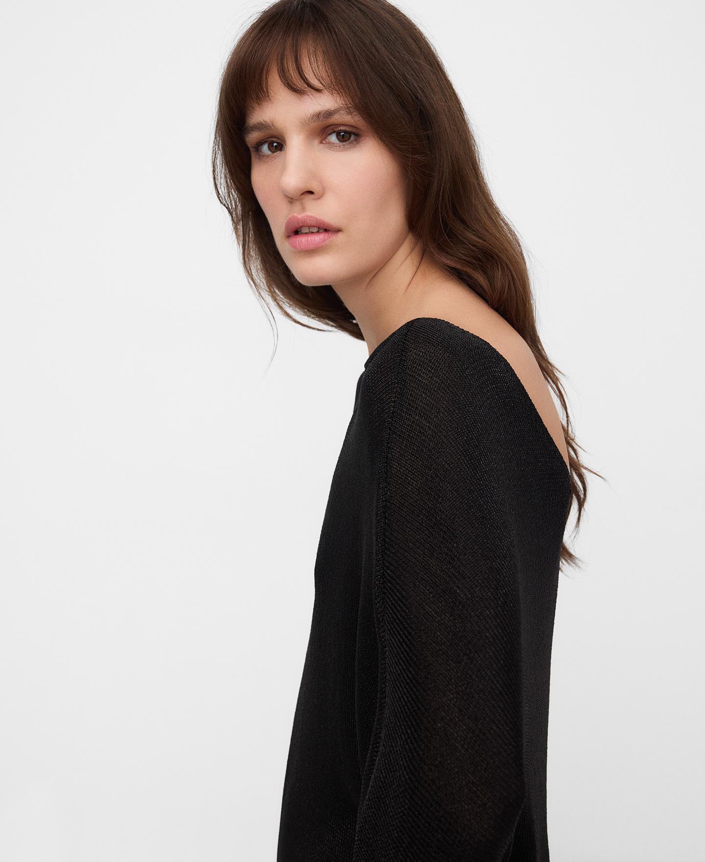 Vestido Curto em Malha Metalizada Preto-4