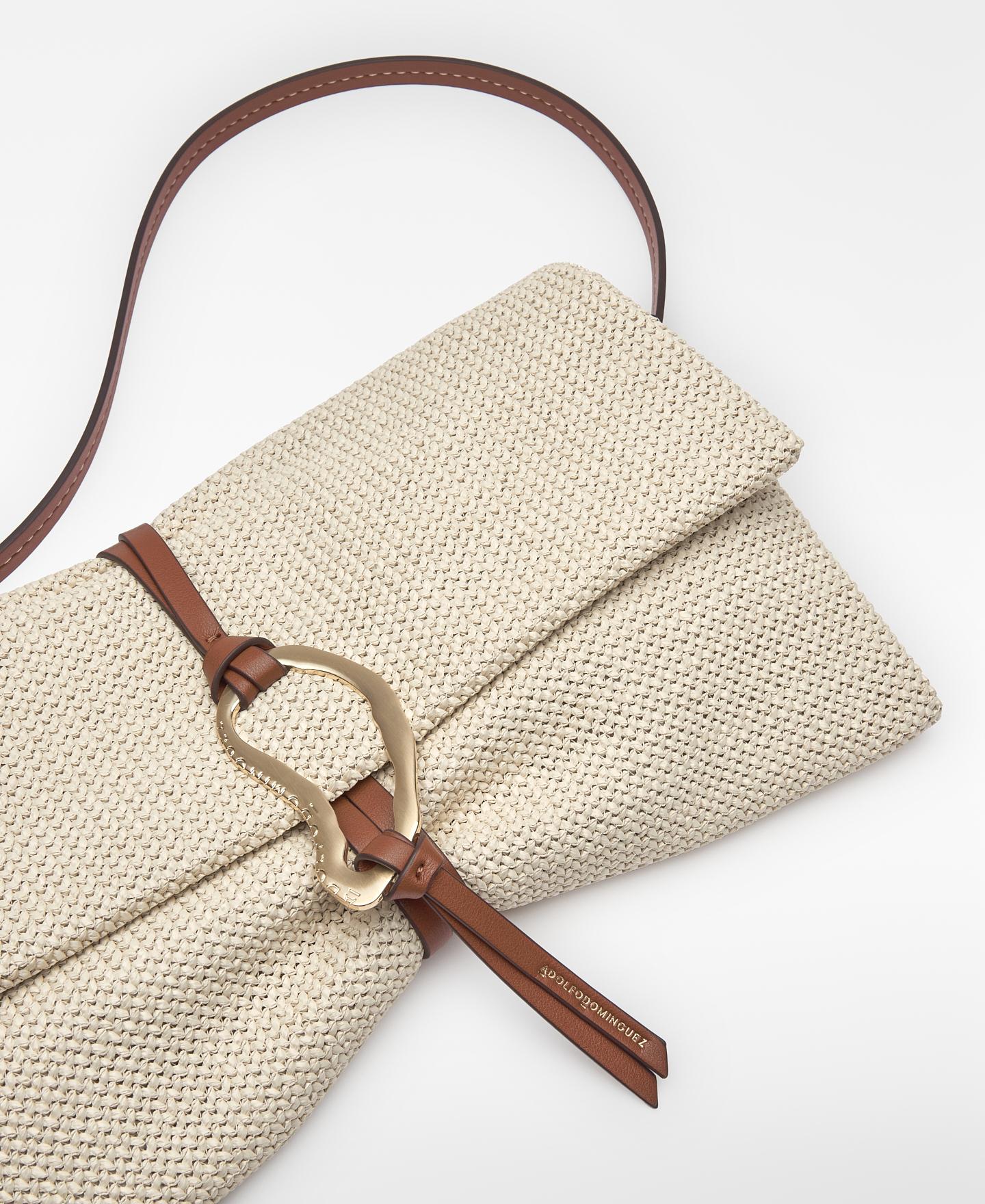 Mala de Festa Clutch com Textura de Ráfia Natural-3