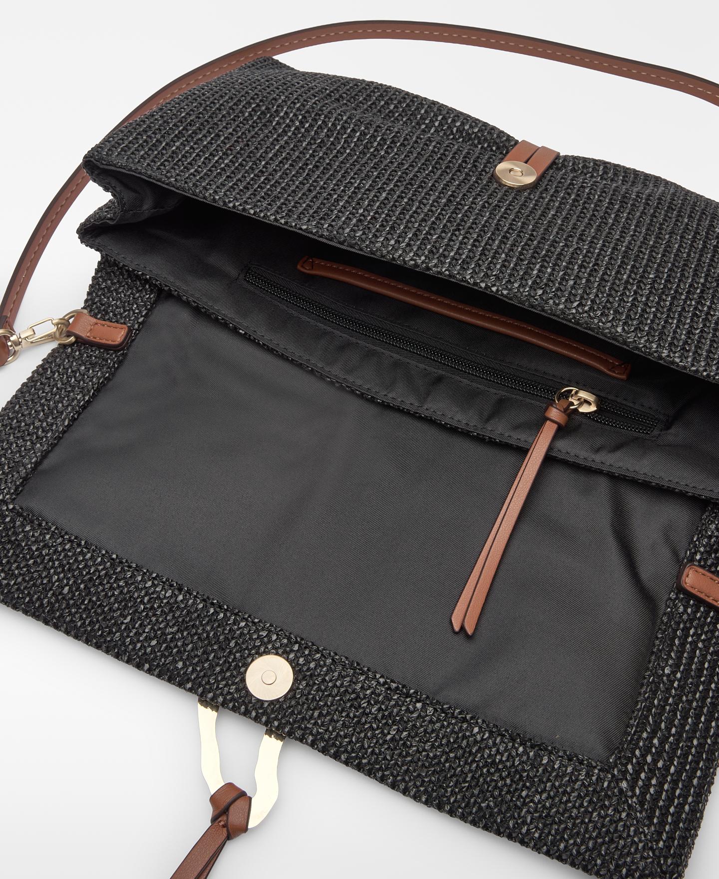 Mala de Festa Clutch com Textura de Ráfia Preto-4