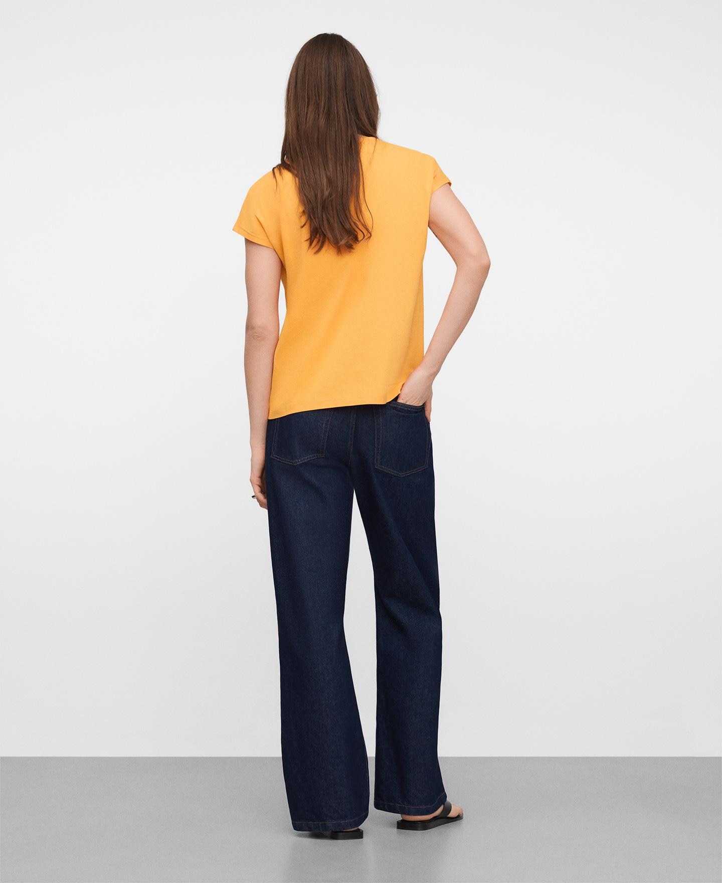 T-shirt com Corte a Direito em Pyratex® Algodão Espanhol Laranja-3