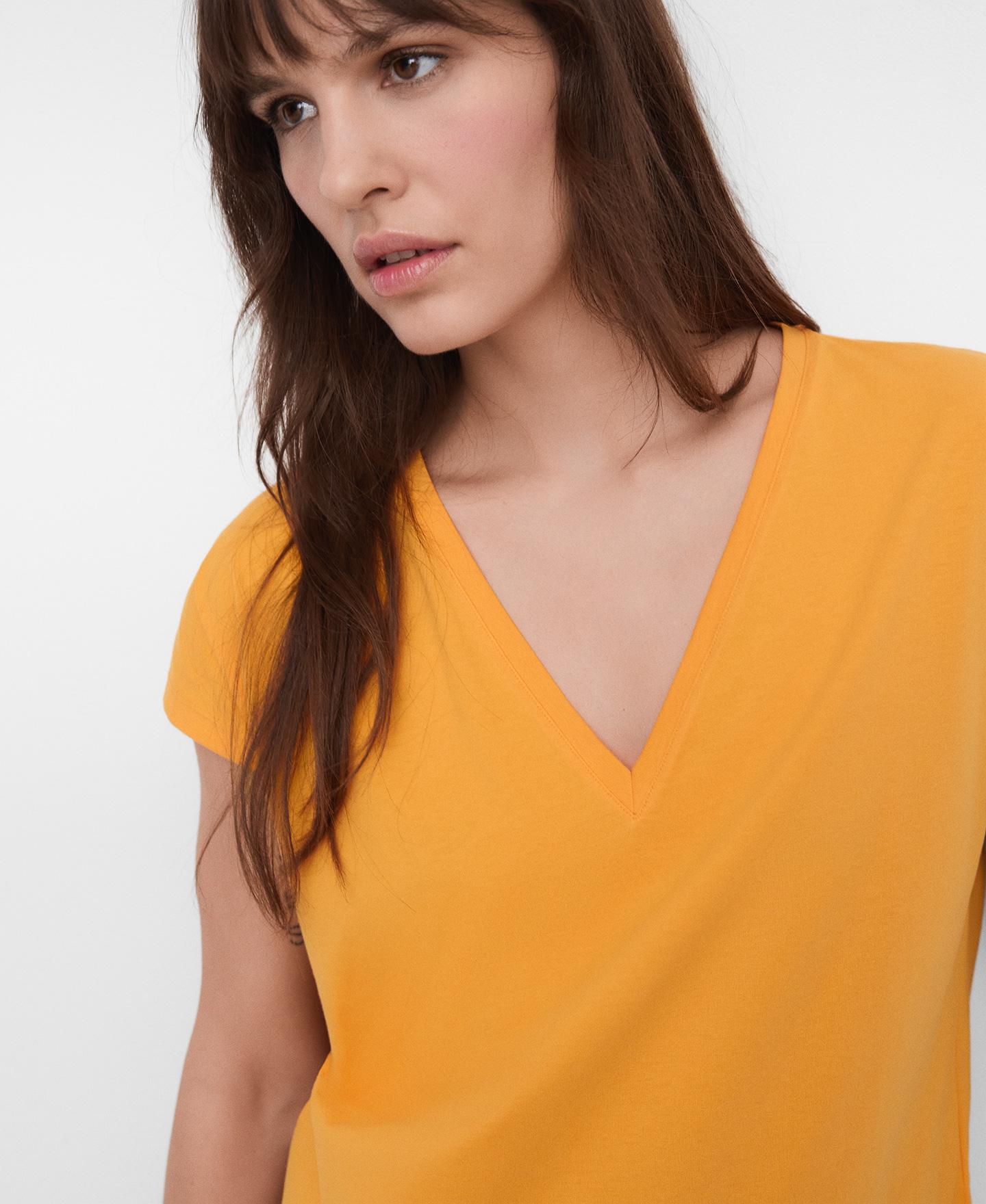 T-shirt com Corte a Direito em Pyratex® Algodão Espanhol Laranja-4