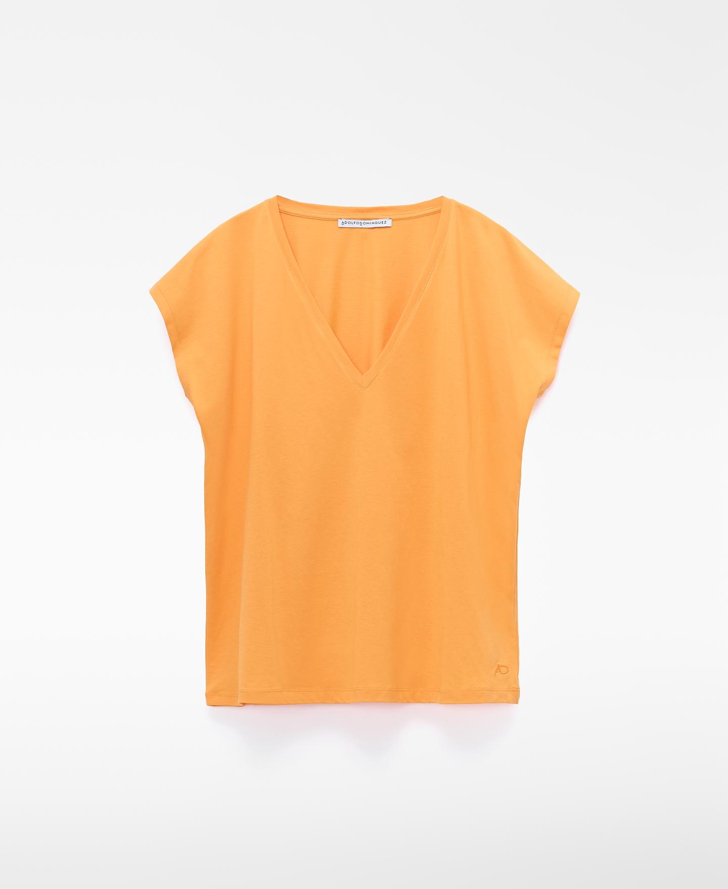 T-shirt com Corte a Direito em Pyratex® Algodão Espanhol Laranja-5
