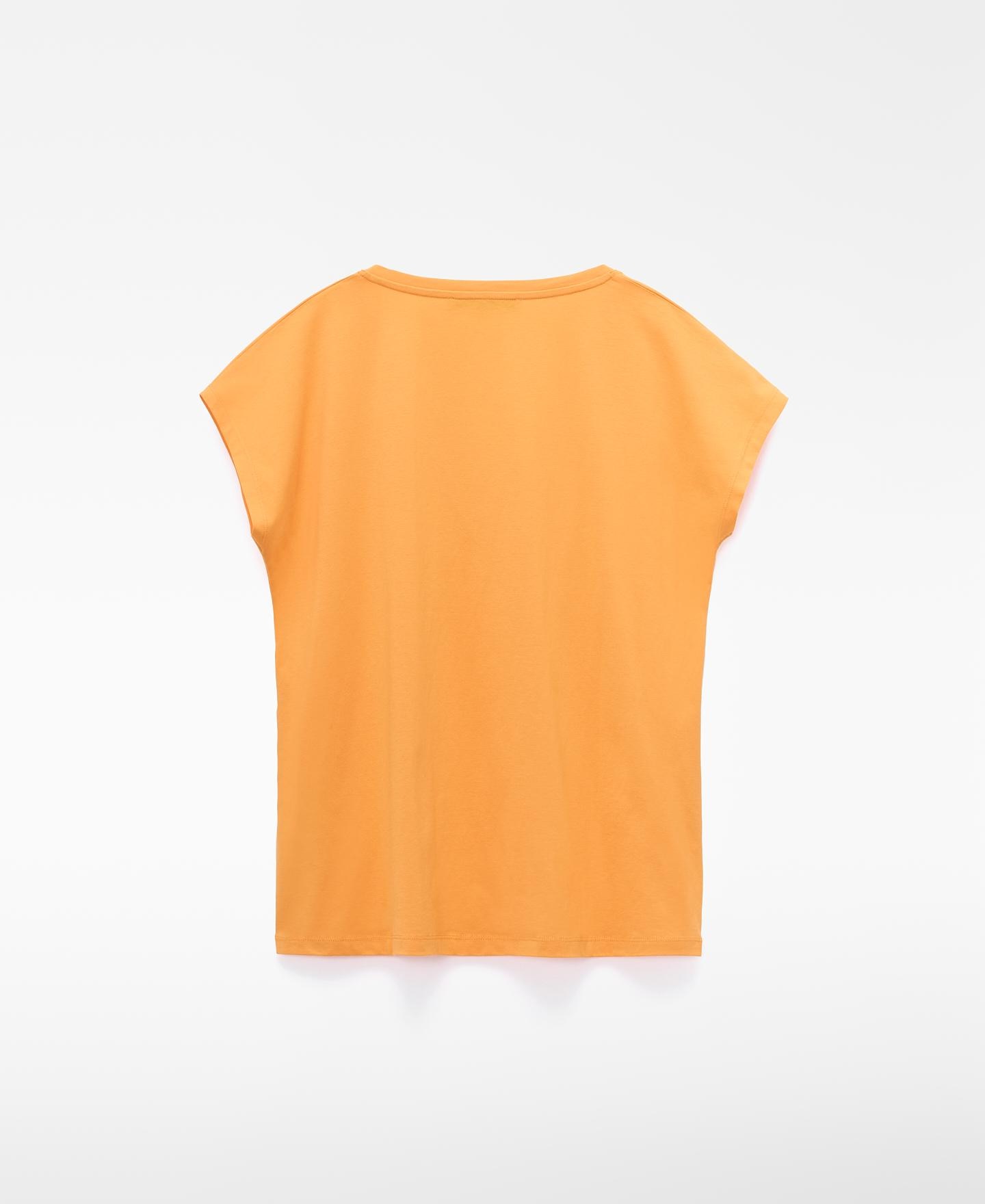 T-shirt com Corte a Direito em Pyratex® Algodão Espanhol Laranja-6
