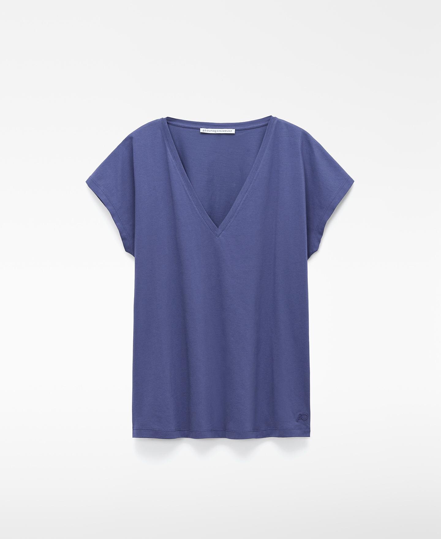 T-shirt com Corte a Direito em Pyratex® Algodão Espanhol Azul-5