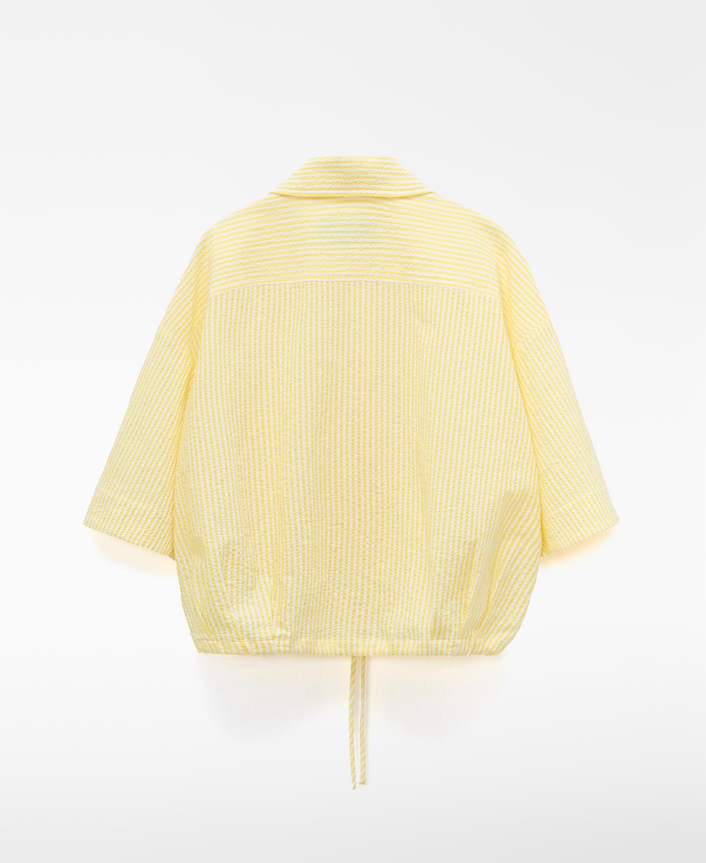 Camisa Boxy em Tecido Seersucker Amarelo-6