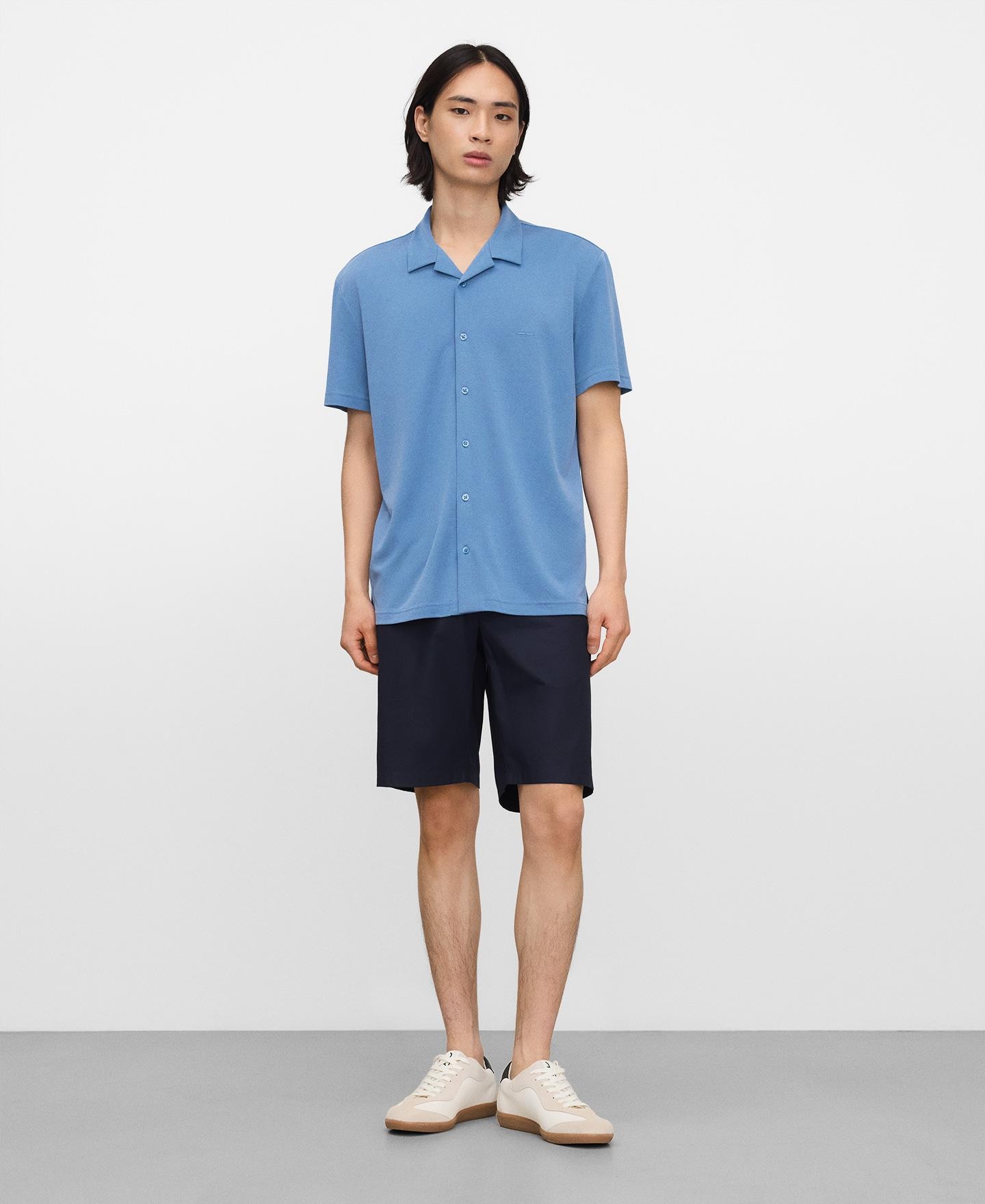 Camisa com Gola Bowling Azul-2
