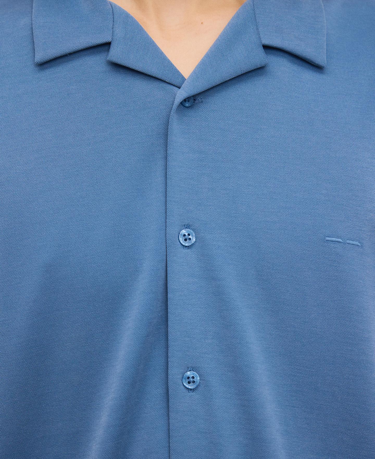 Camisa com Gola Bowling Azul-4