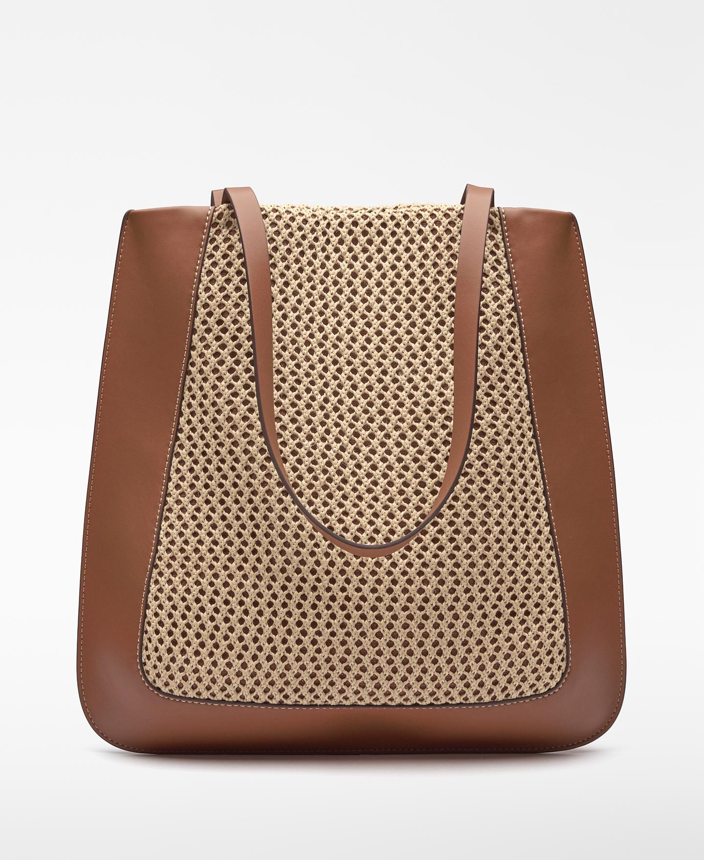 Shopper Vertical Dorna com Textura de Ráfia Natural-2