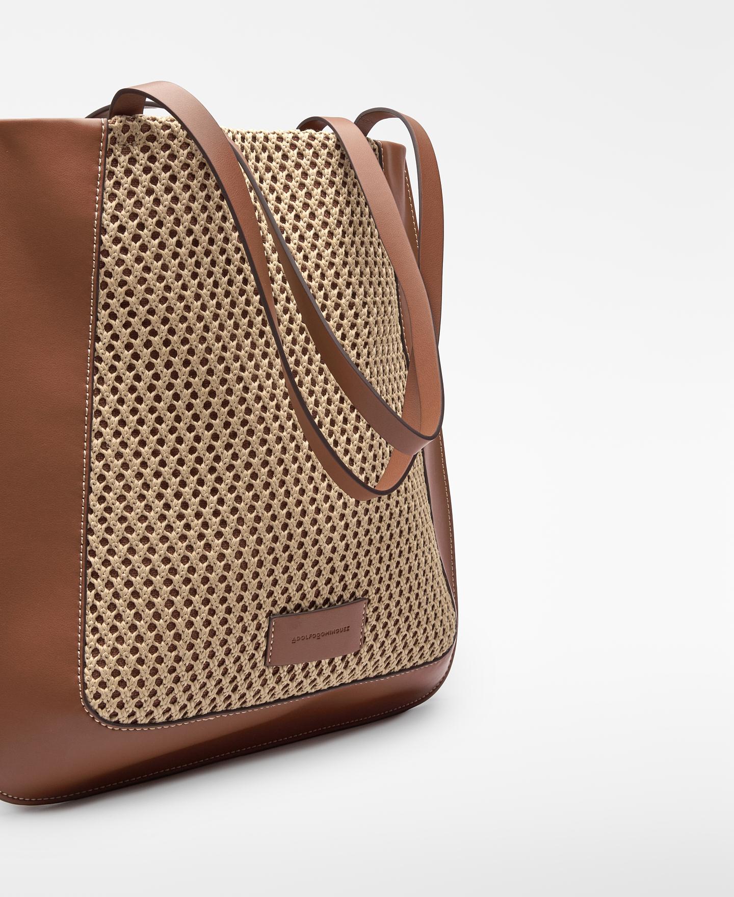Shopper Vertical Dorna com Textura de Ráfia Natural-3