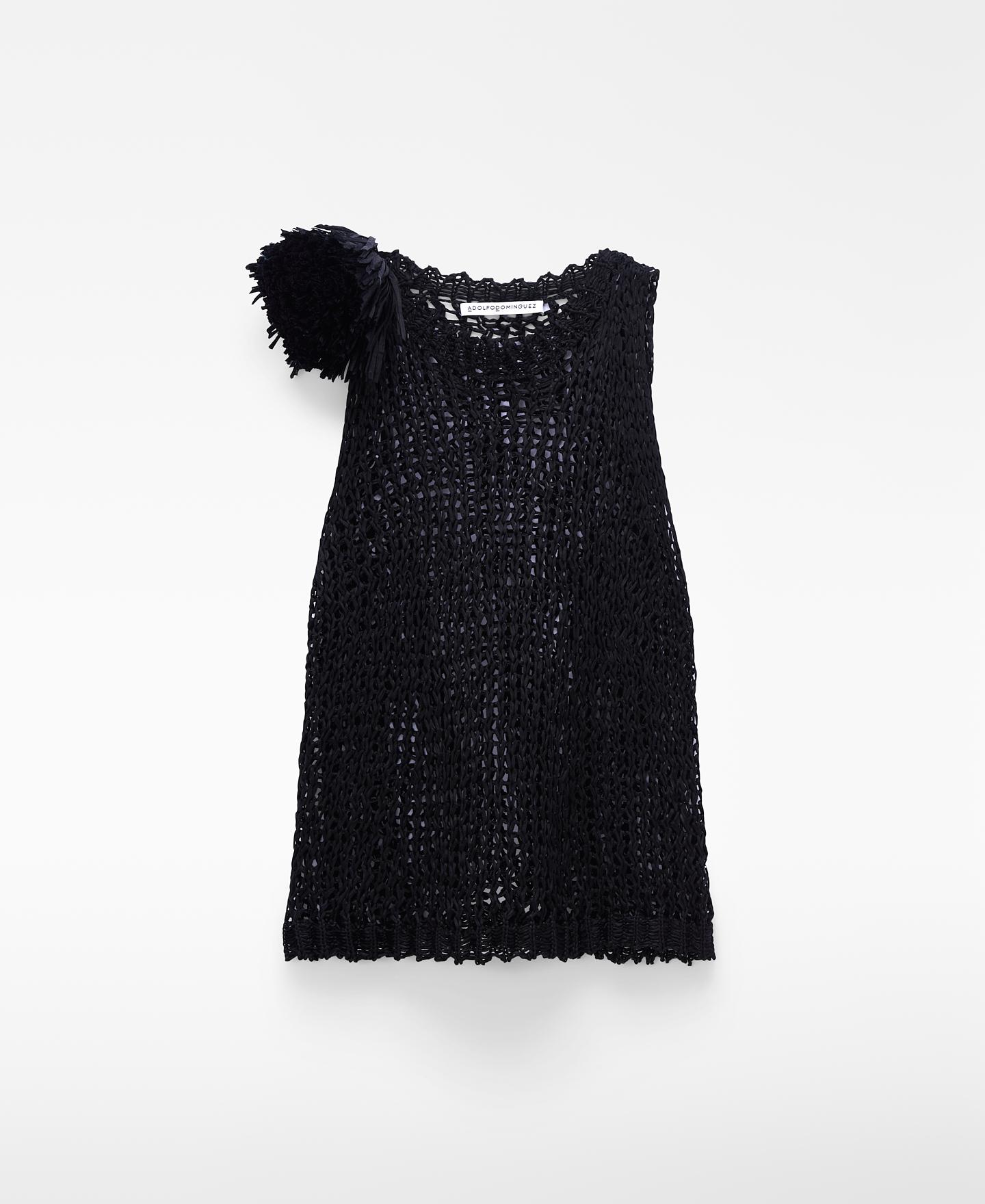 Top de Malha com Pompom Preto-5