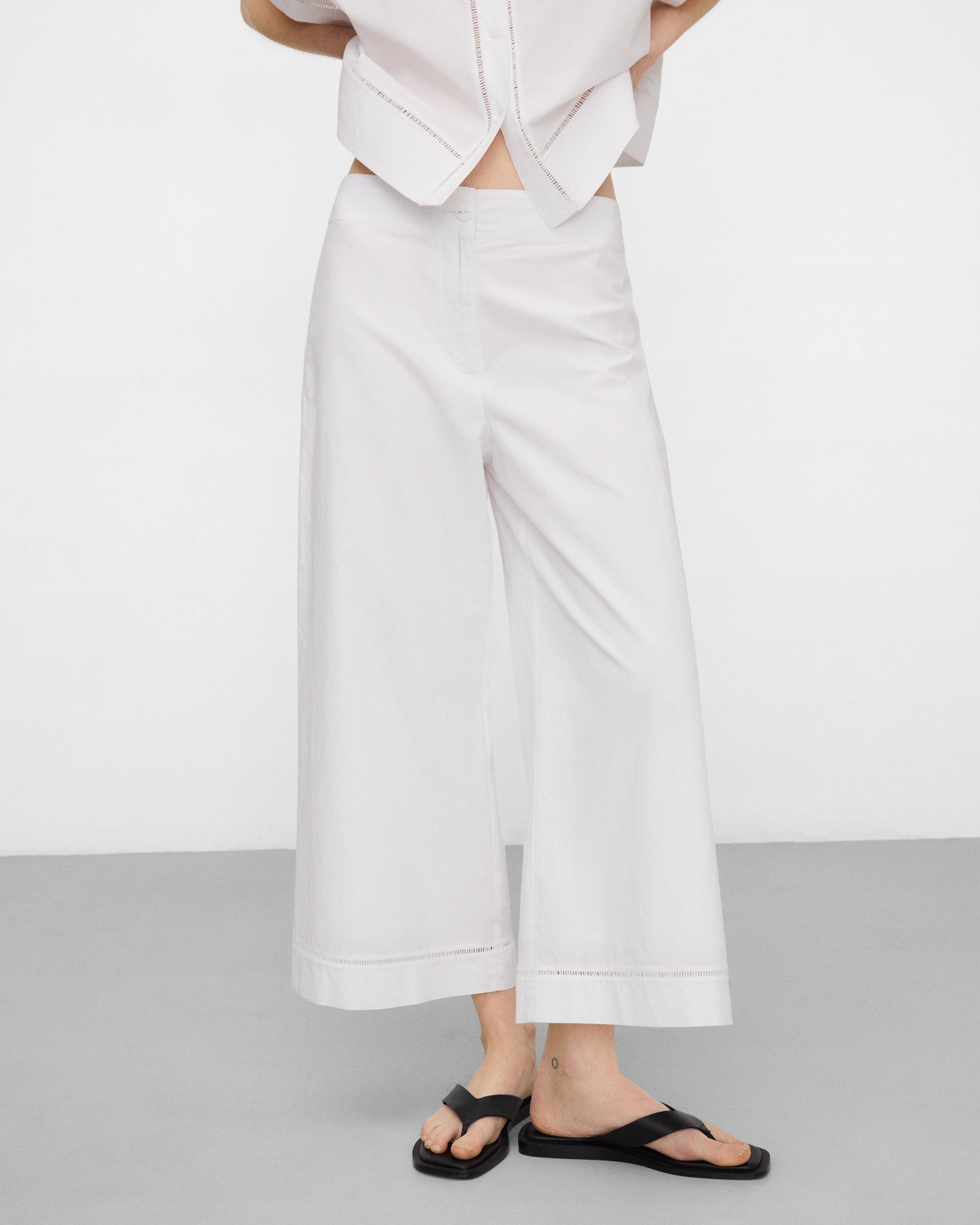 Imagem 0 de Calças Retas de Algodão com Entredós