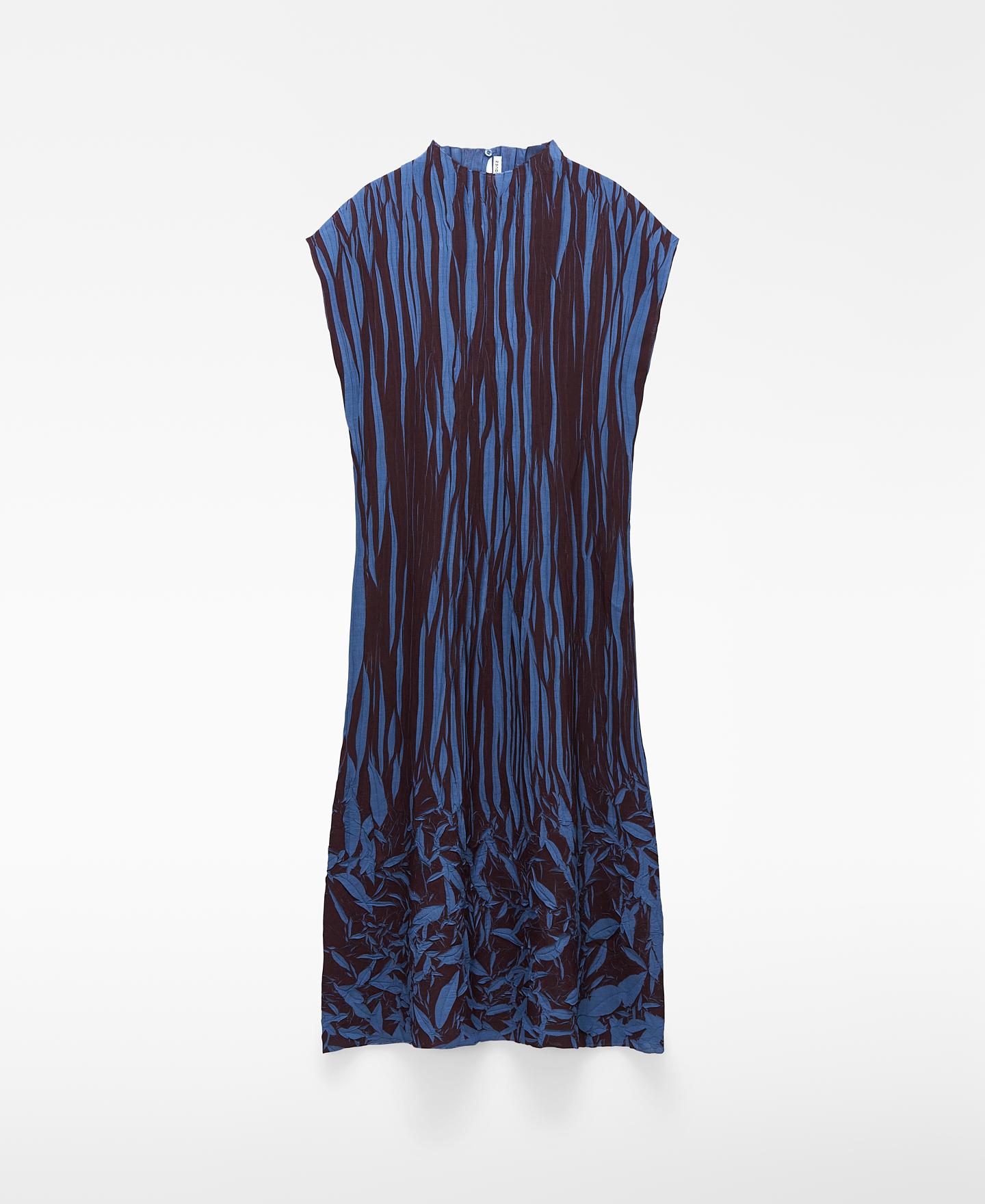 Vestido Midi Bicolor com Plissado Irregular Bicolor-5