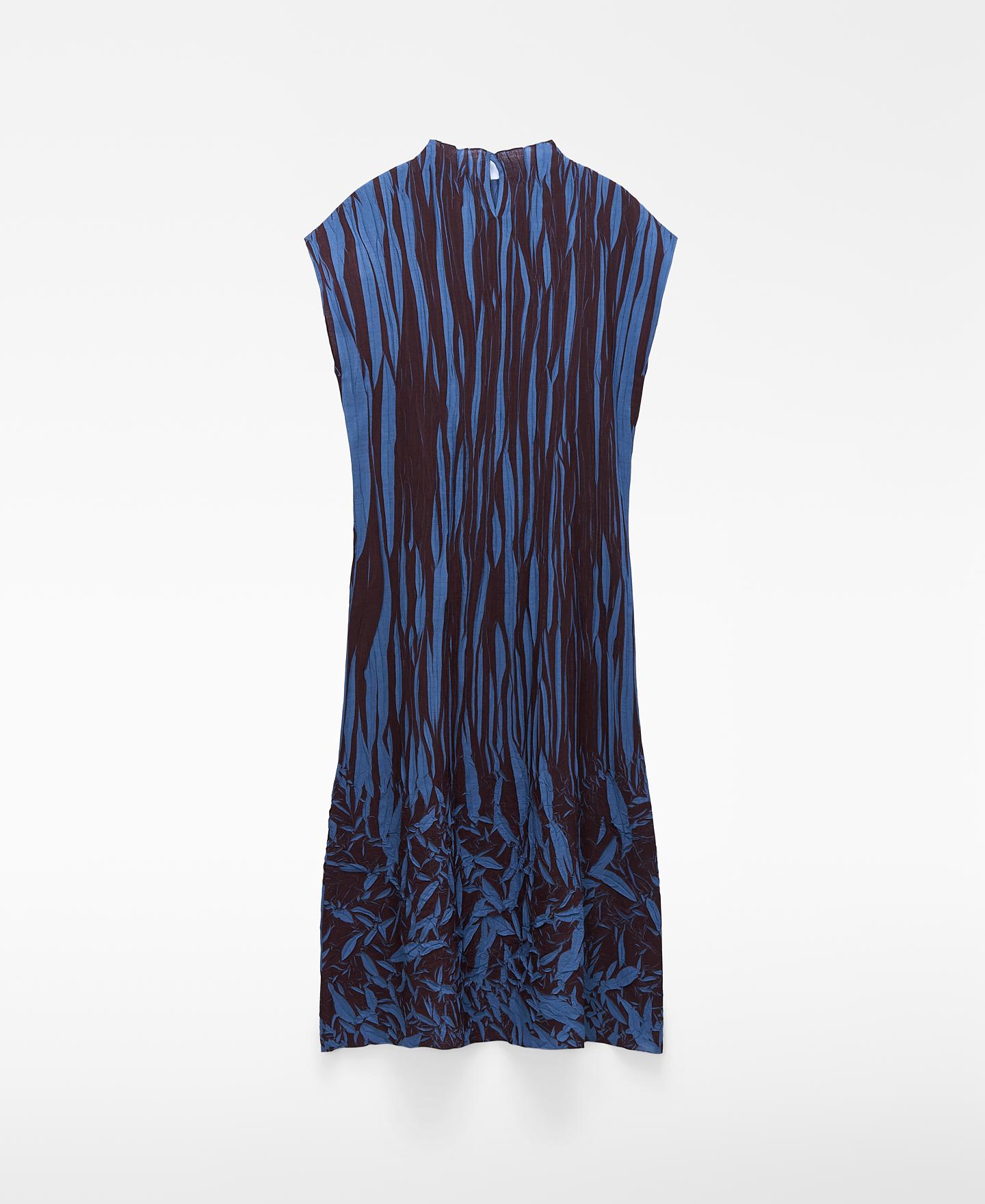Vestido Midi Bicolor com Plissado Irregular Bicolor-6