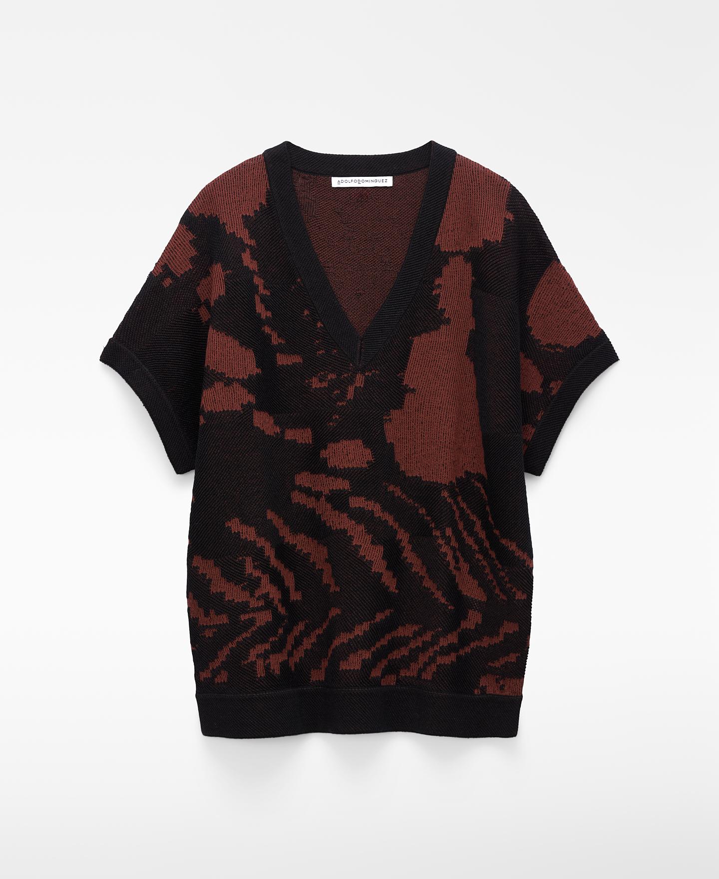 Camisola Estampada em Malha Jacquard Preto-5