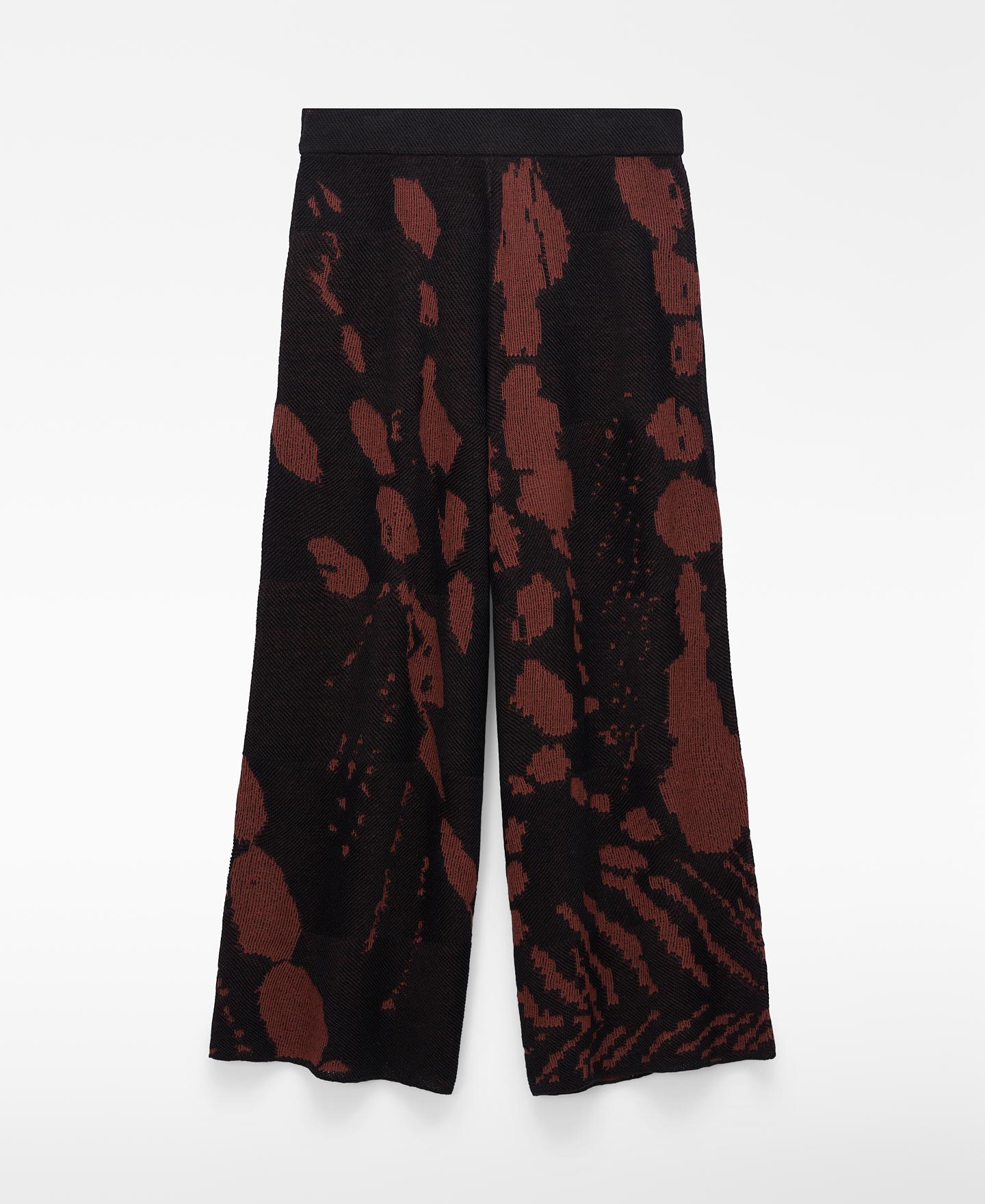 Calças Retas em Malha Jacquard Preto-5