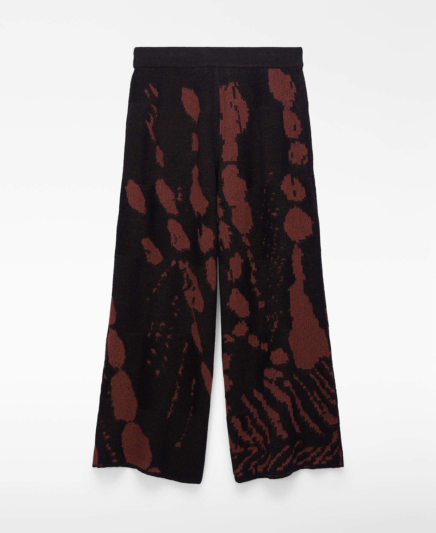 Calças Retas em Malha Jacquard Preto-6