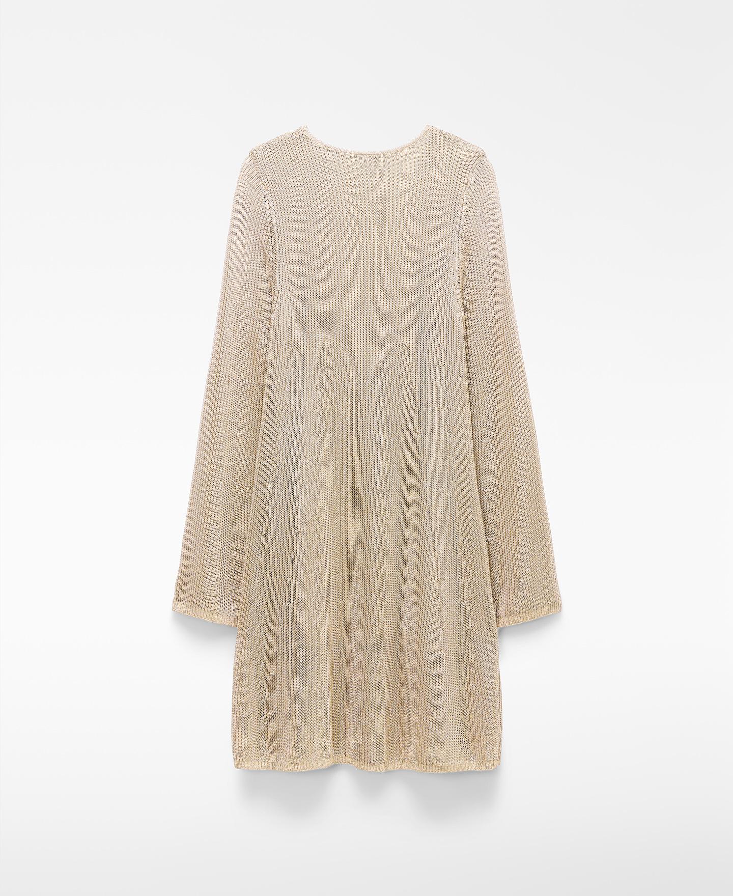 Vestido Curto em Malha Metalizada Dourado-6