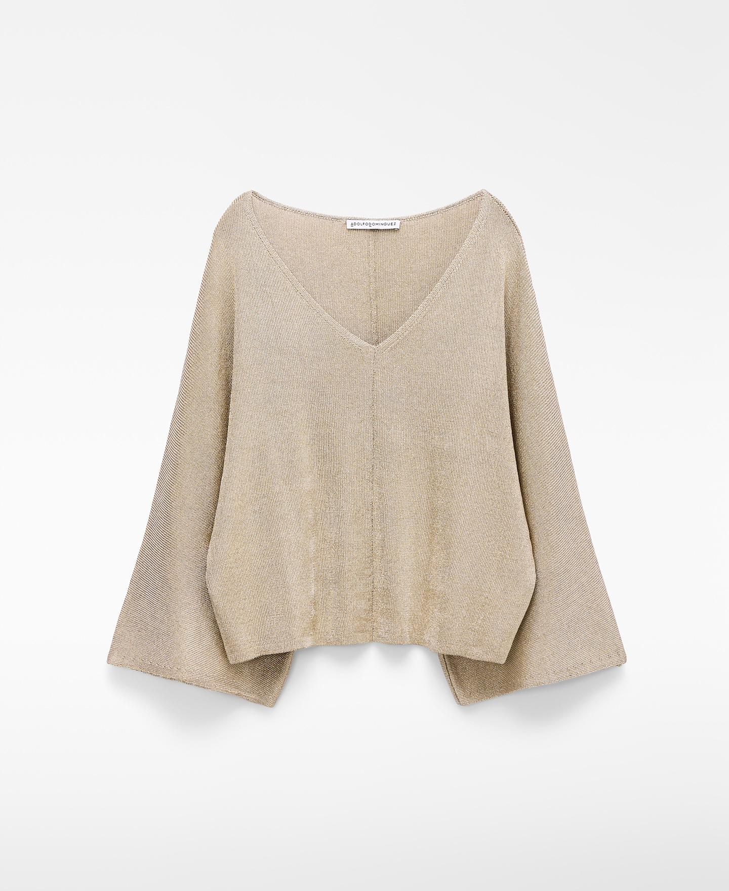 Camisola em Malha Metalizada Dourado-5