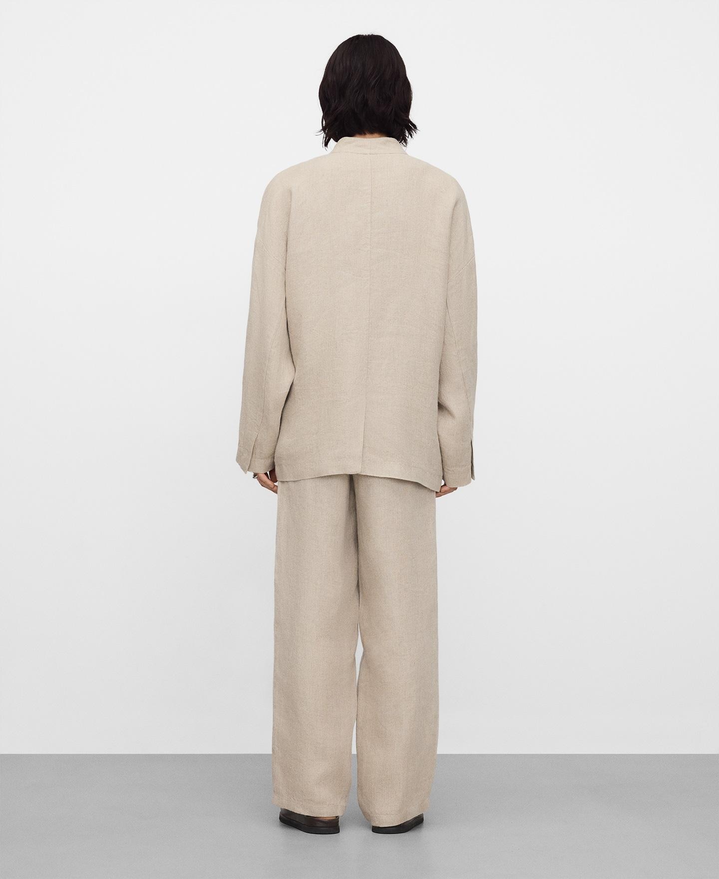 Blazer Tipo Kimono em Linho Europeu Natural-3