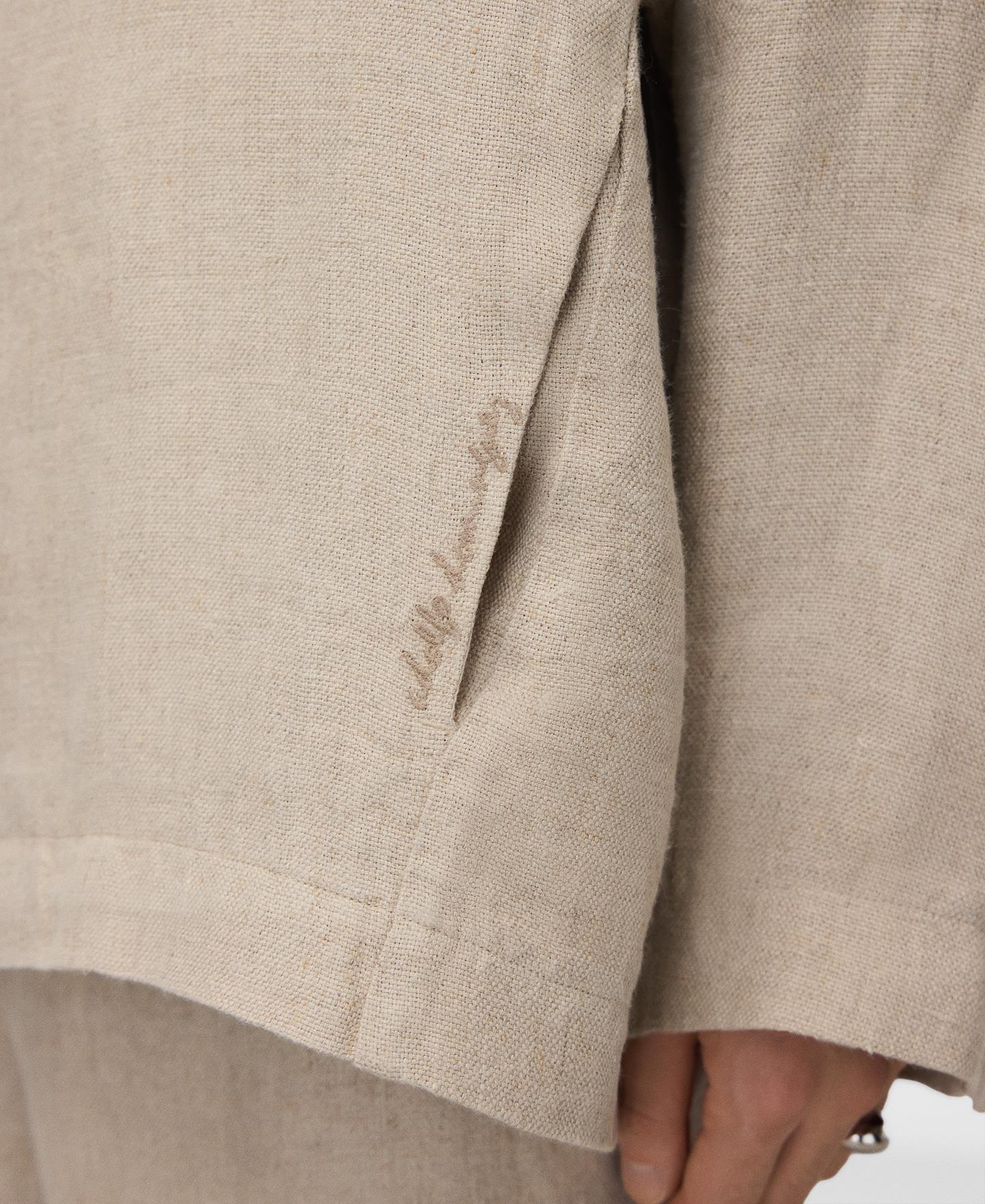 Blazer Tipo Kimono em Linho Europeu Natural-4