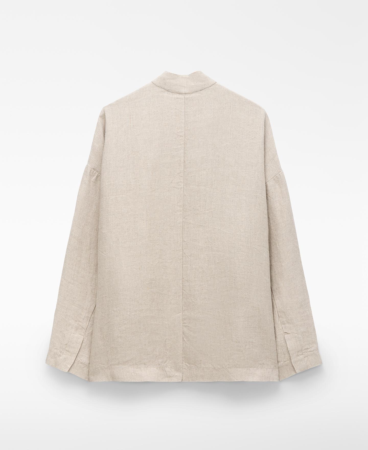 Blazer Tipo Kimono em Linho Europeu Natural-6