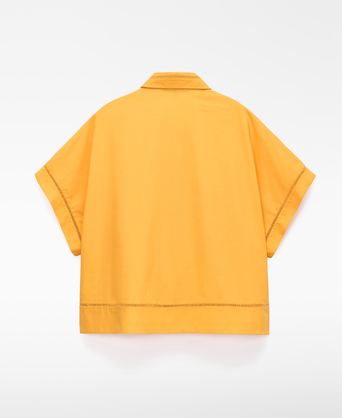 Camisa de Algodão com Entredós Laranja-6
