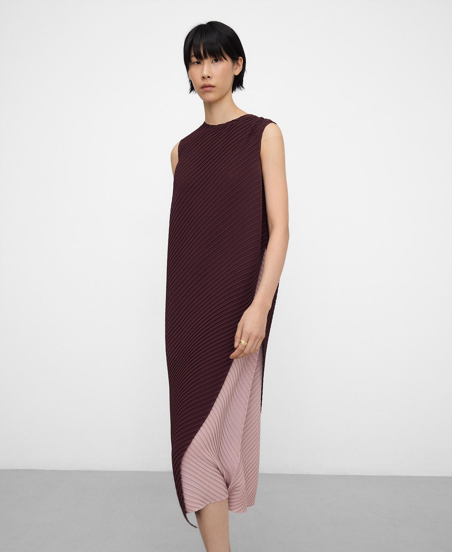 Vestido Midi em Tecido Crinkle com Peça Sobreposta Beringela-5