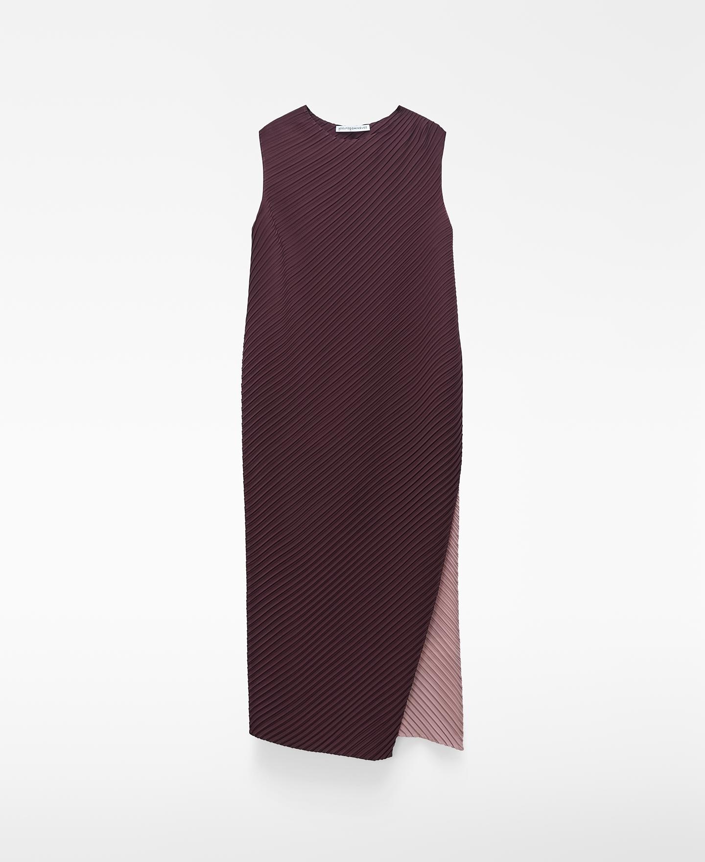 Vestido Midi em Tecido Crinkle com Peça Sobreposta Beringela-6