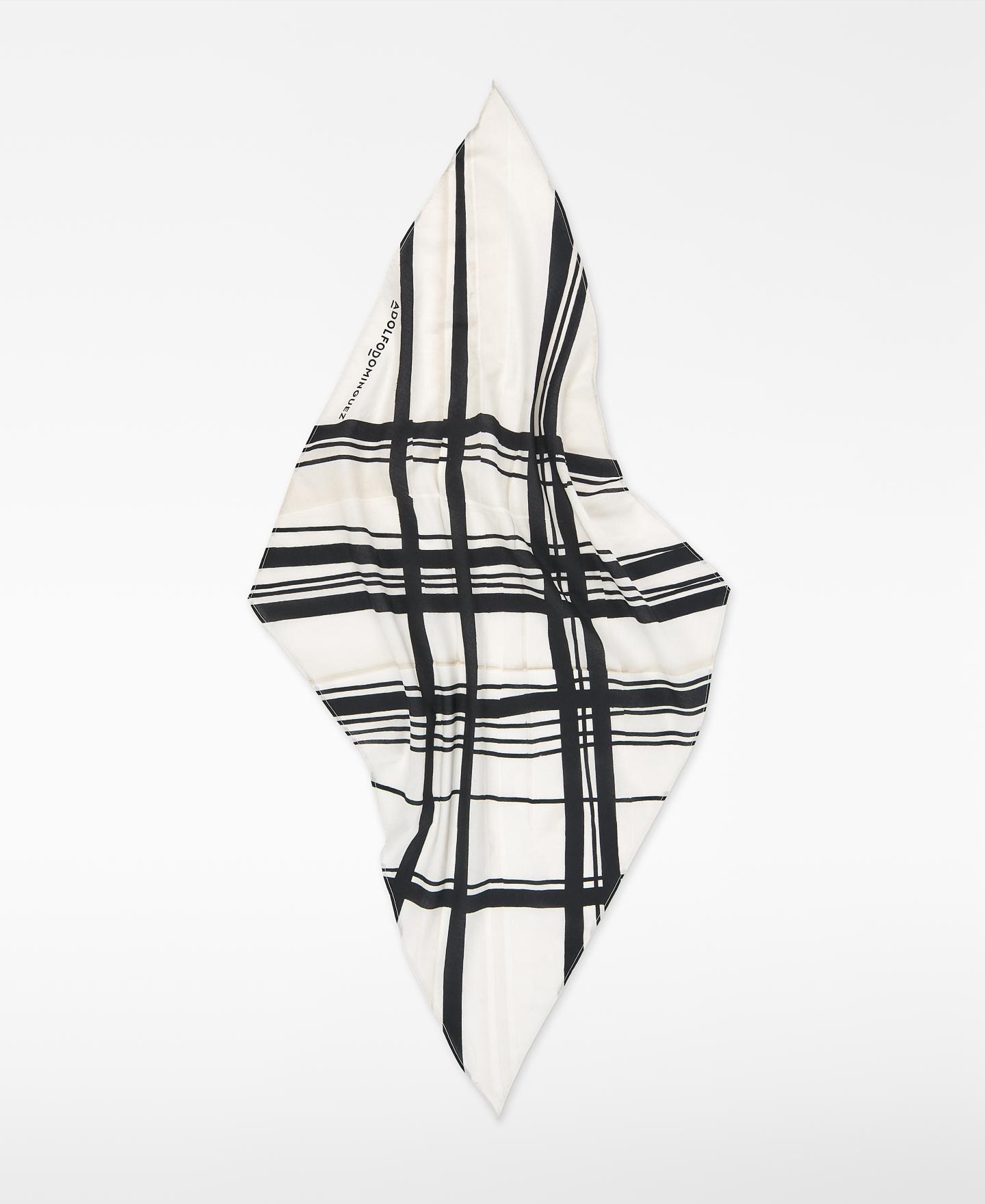 Écharpe Tipo Xaile de Algodão Estampado Branco / Preto-2