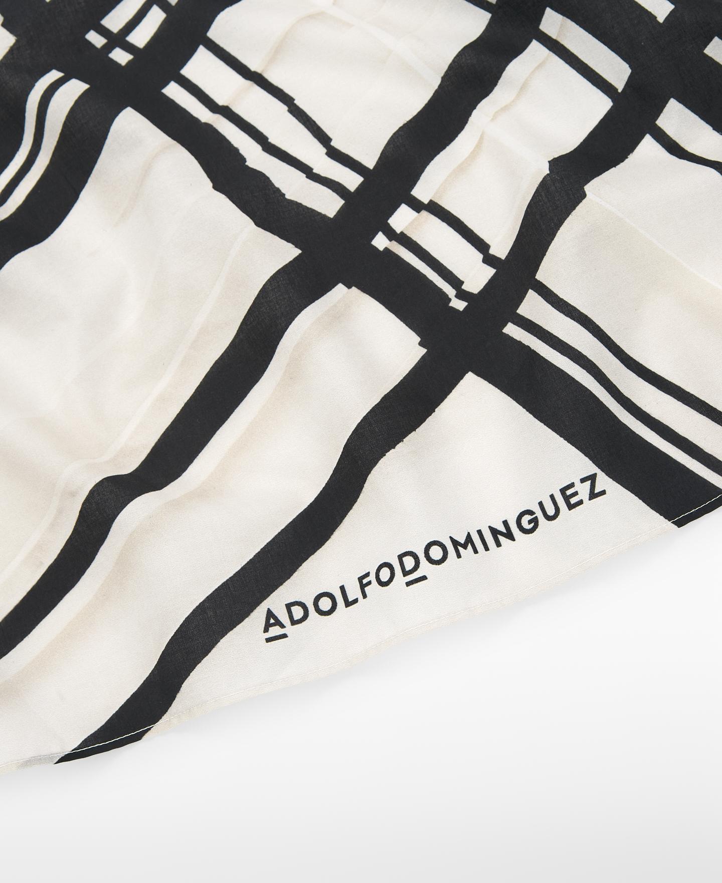 Écharpe Tipo Xaile de Algodão Estampado Branco / Preto-3