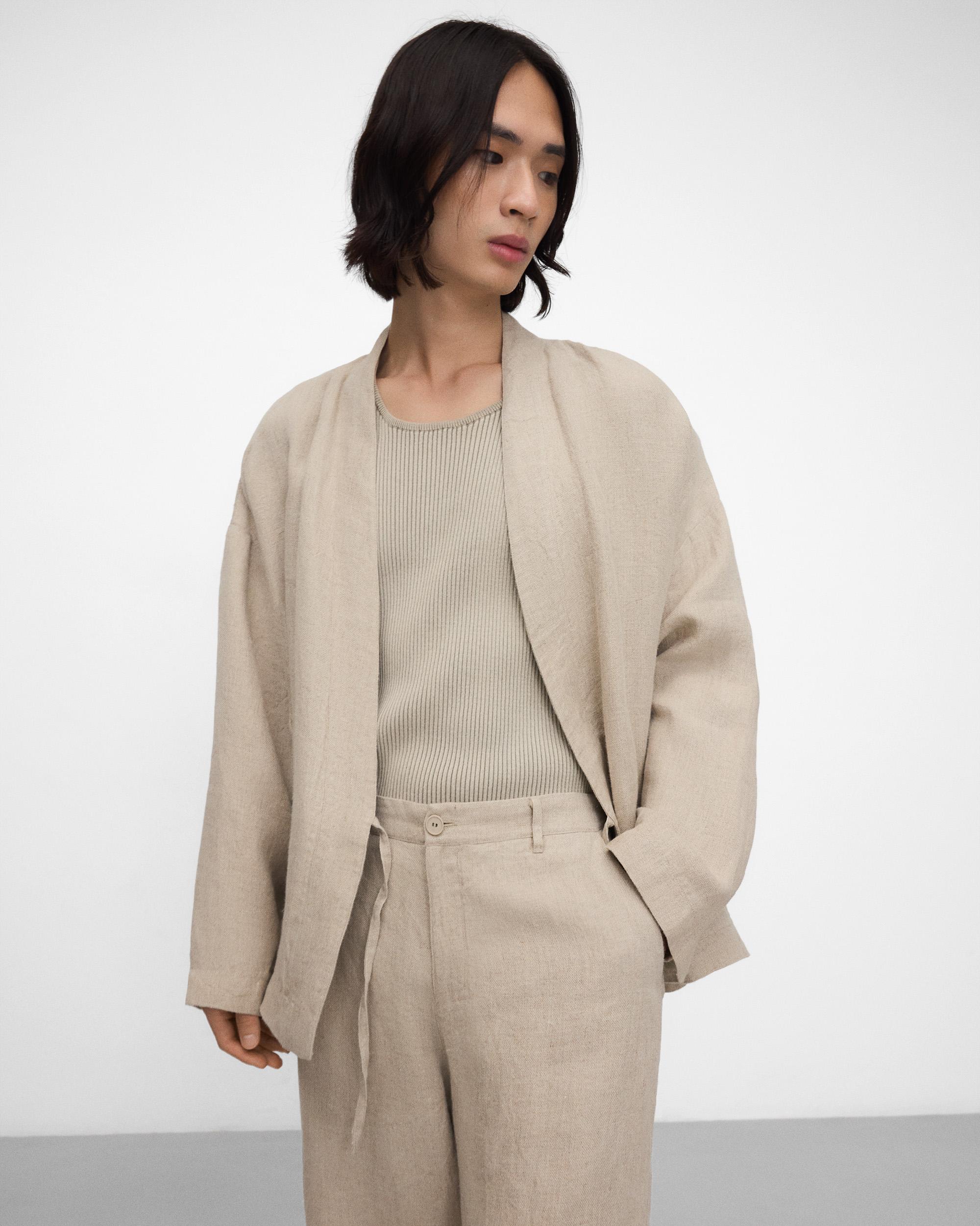 Imagem 0 de Calças de Linho com Corte a Direito Relaxed Fit em Linho Europeu