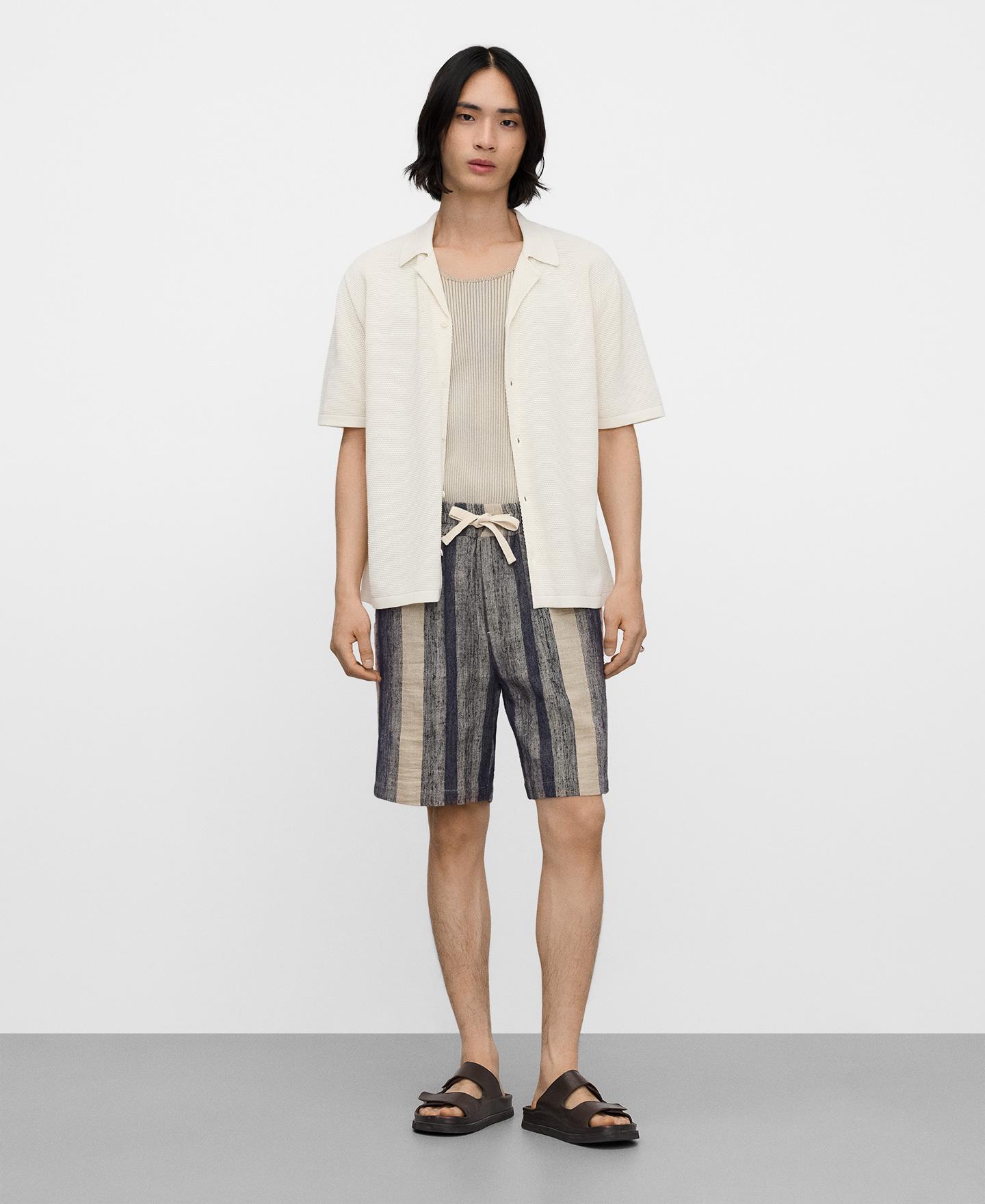 Bermudas Às Riscas com Cordão Azul/Cinzento-2