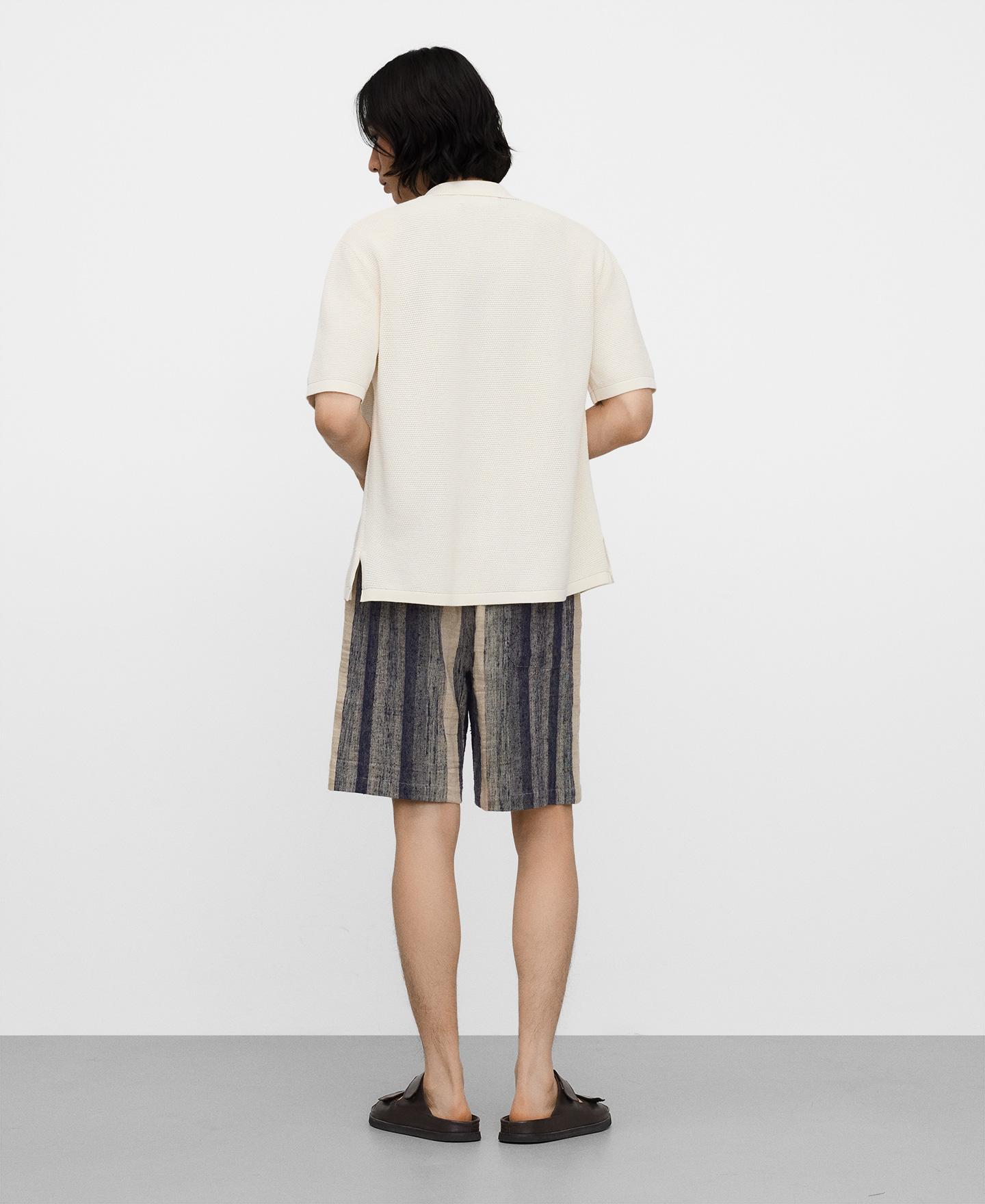Bermudas Às Riscas com Cordão Azul/Cinzento-3