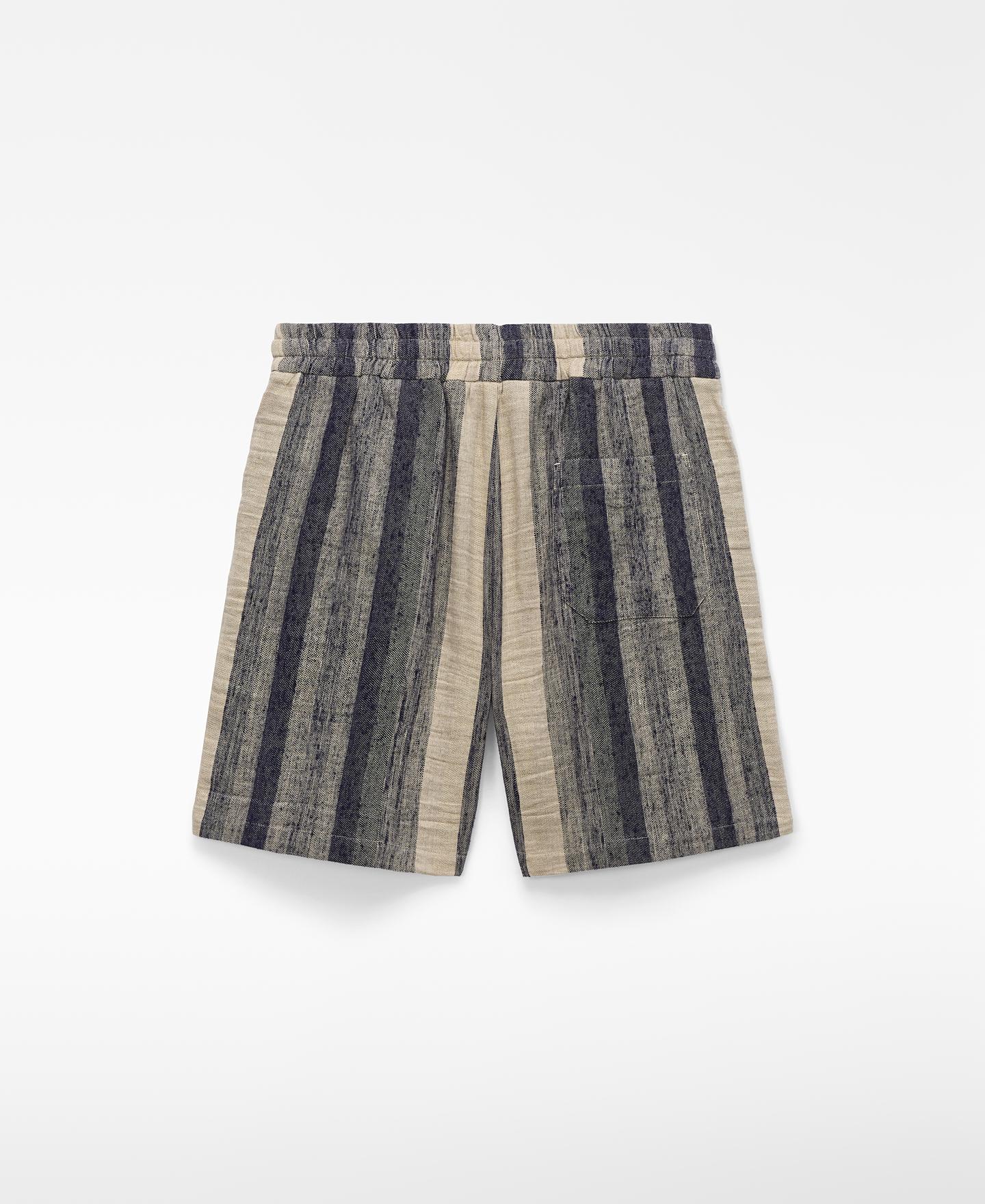 Bermudas Às Riscas com Cordão Azul/Cinzento-6