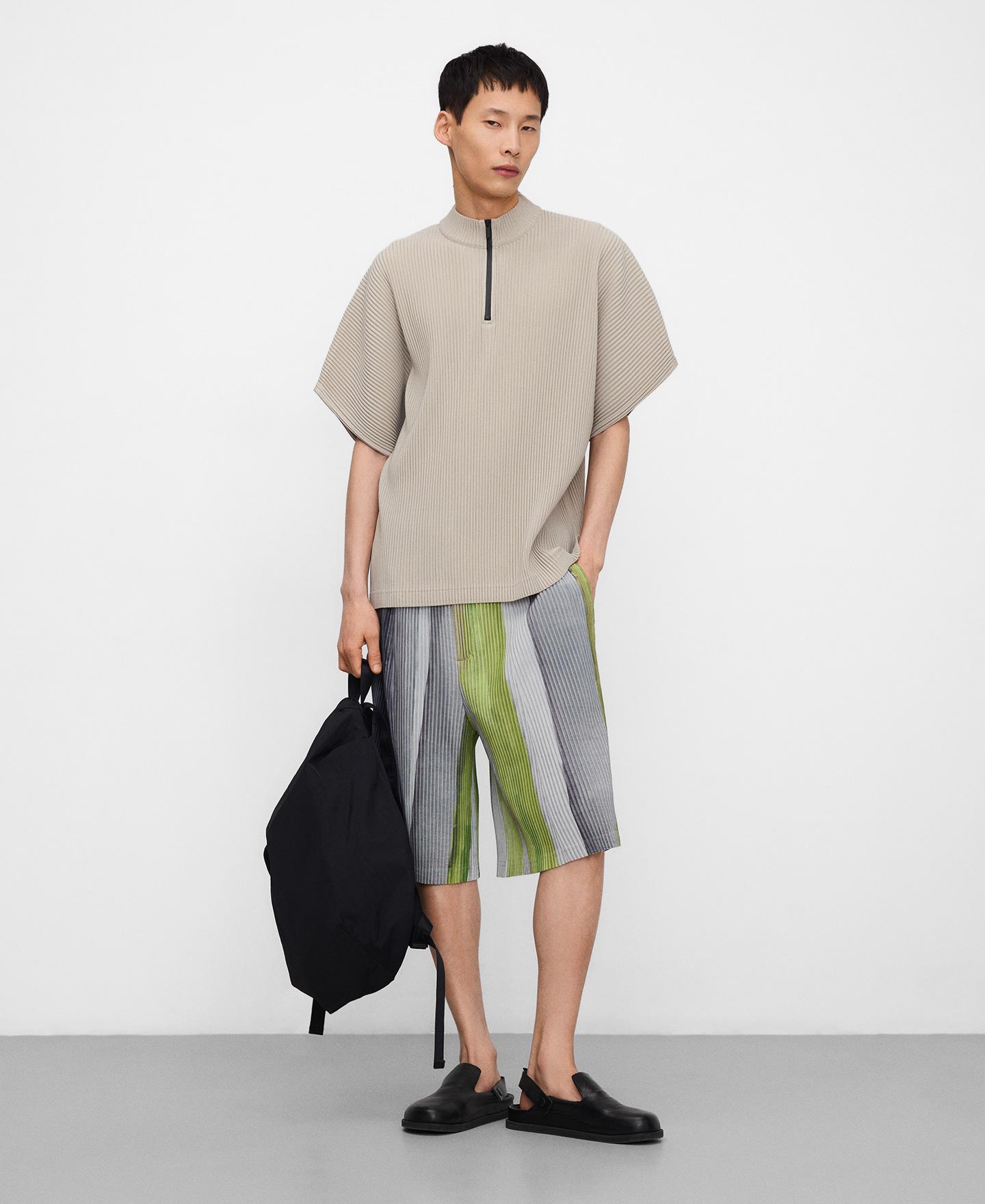 Bermudas Compridas em Crinkle Verde-2