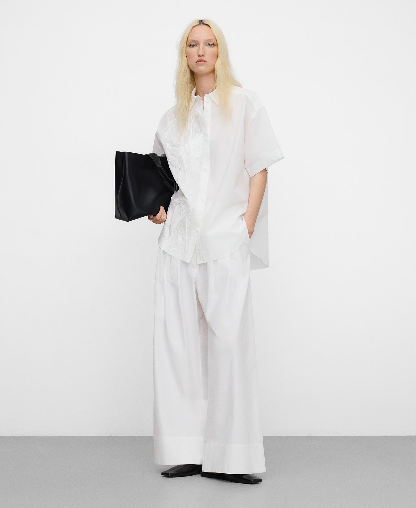 Camisa Oversize Bordada em Algodão Orgânico Branco-2