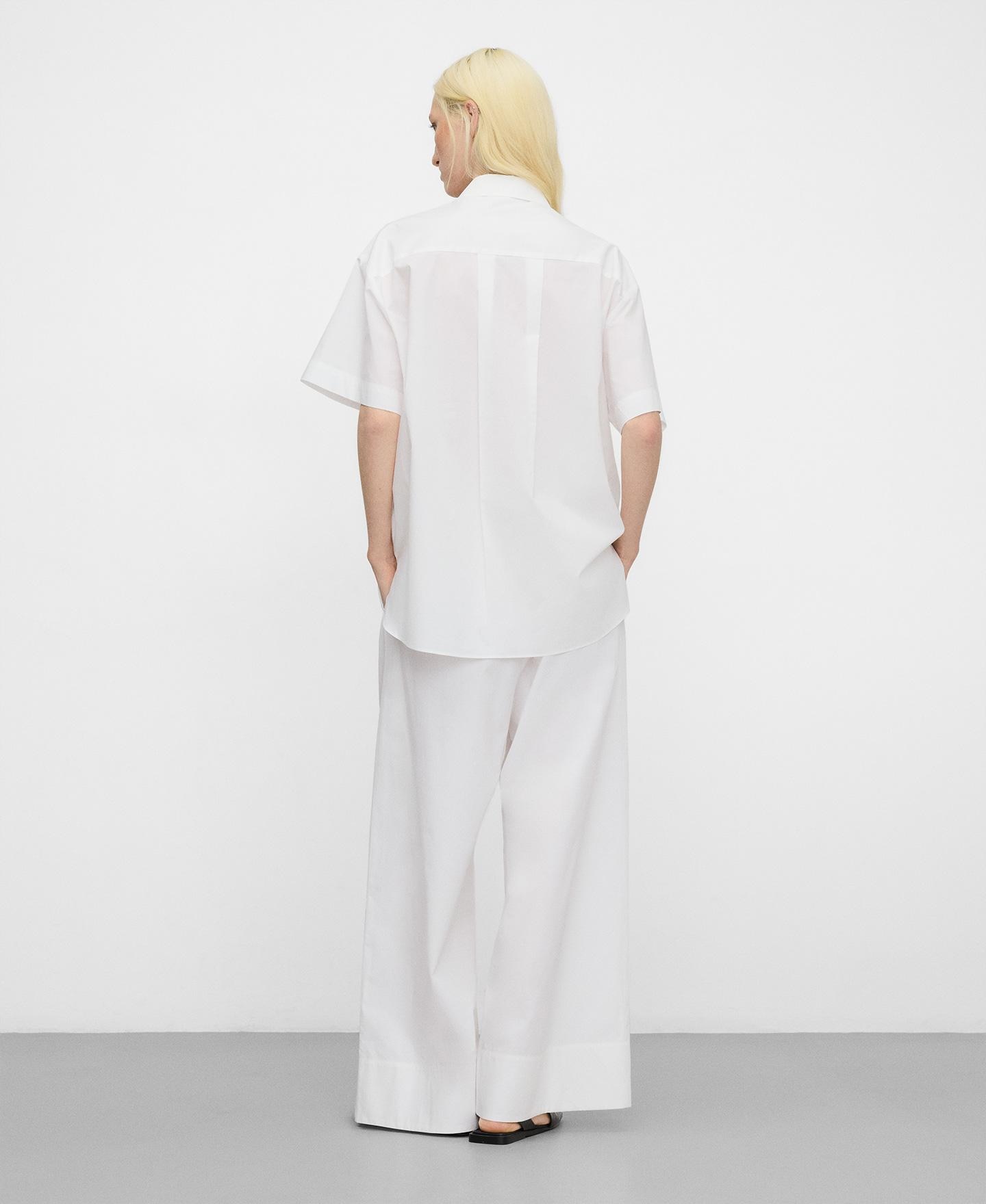 Camisa Oversize Bordada em Algodão Orgânico Branco-3