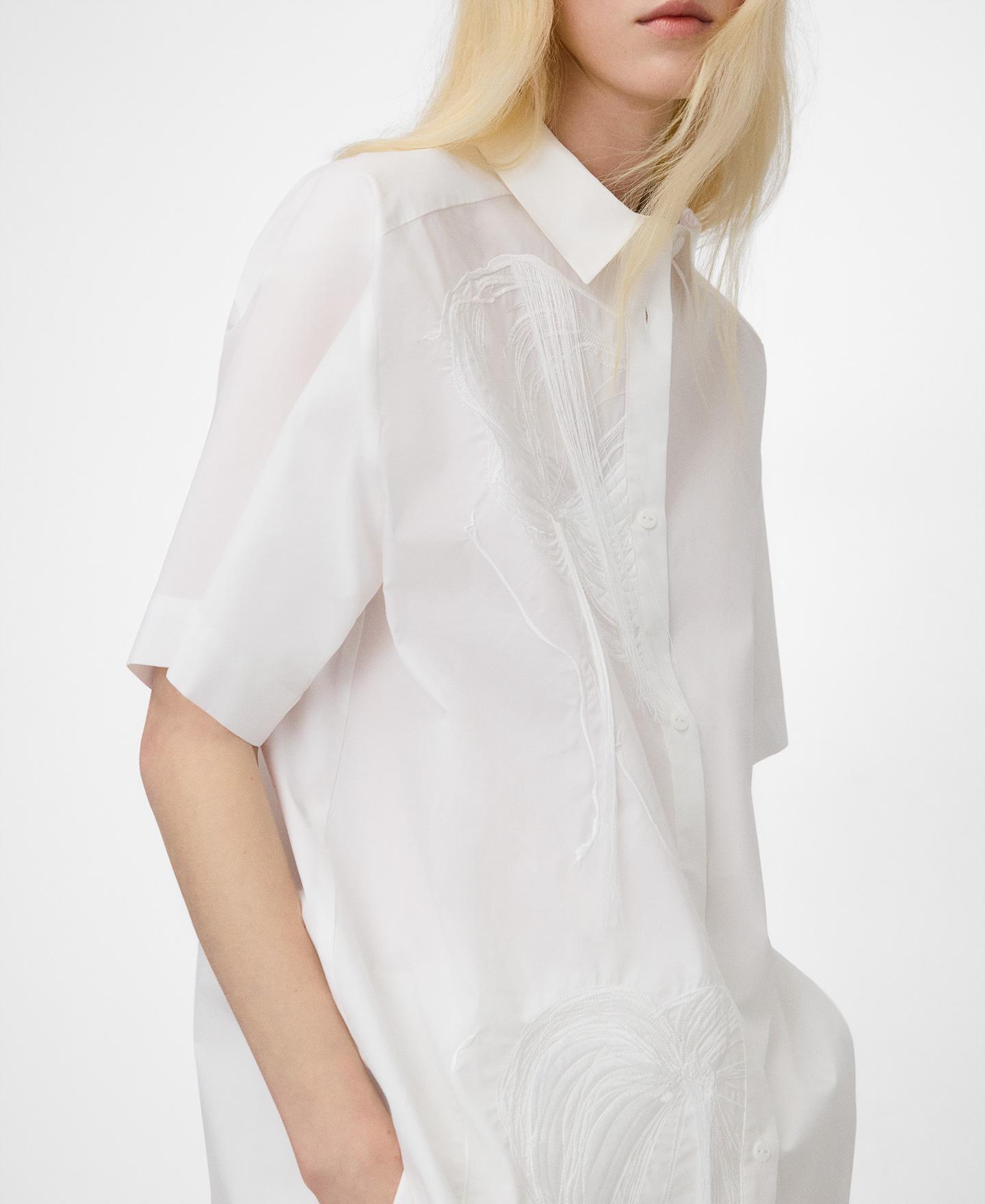 Camisa Oversize Bordada em Algodão Orgânico Branco-4