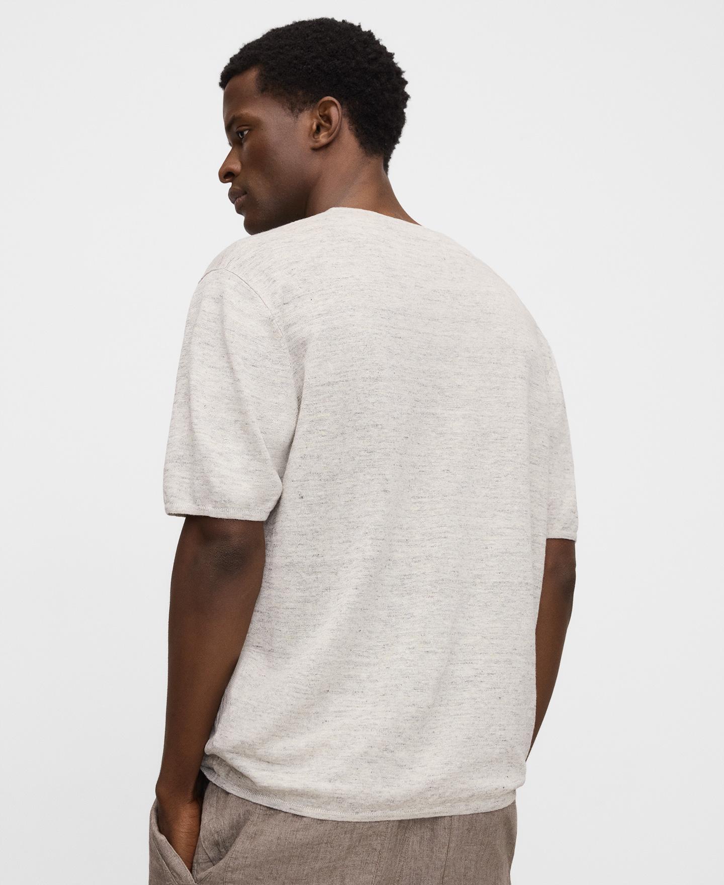T-shirt de Manga Curta Relaxed Fit em Malha Melange Cru-3
