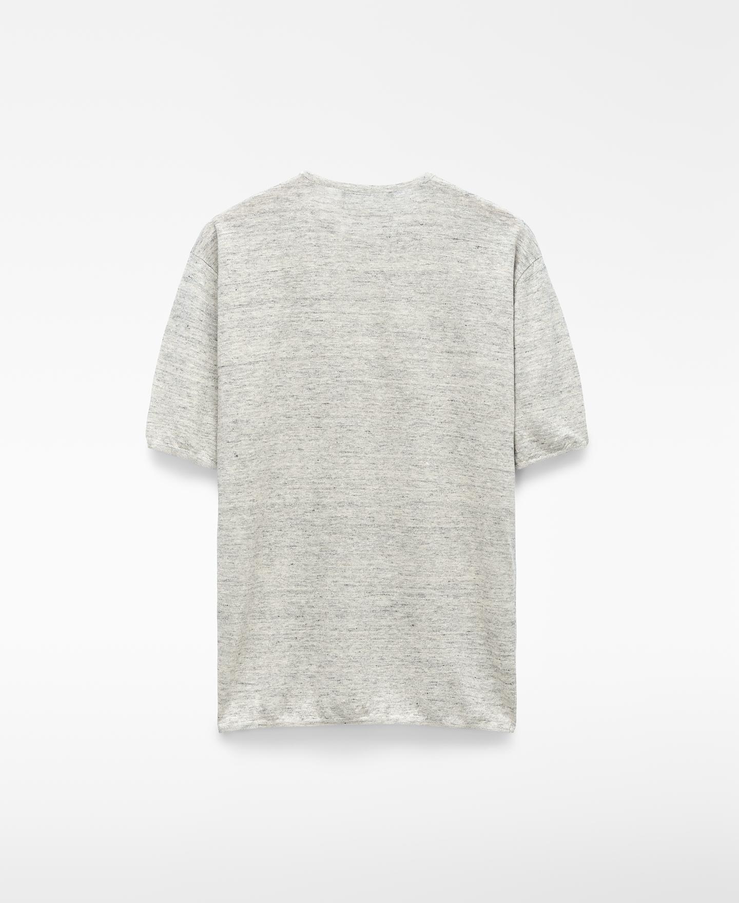 T-shirt de Manga Curta Relaxed Fit em Malha Melange Cru-6