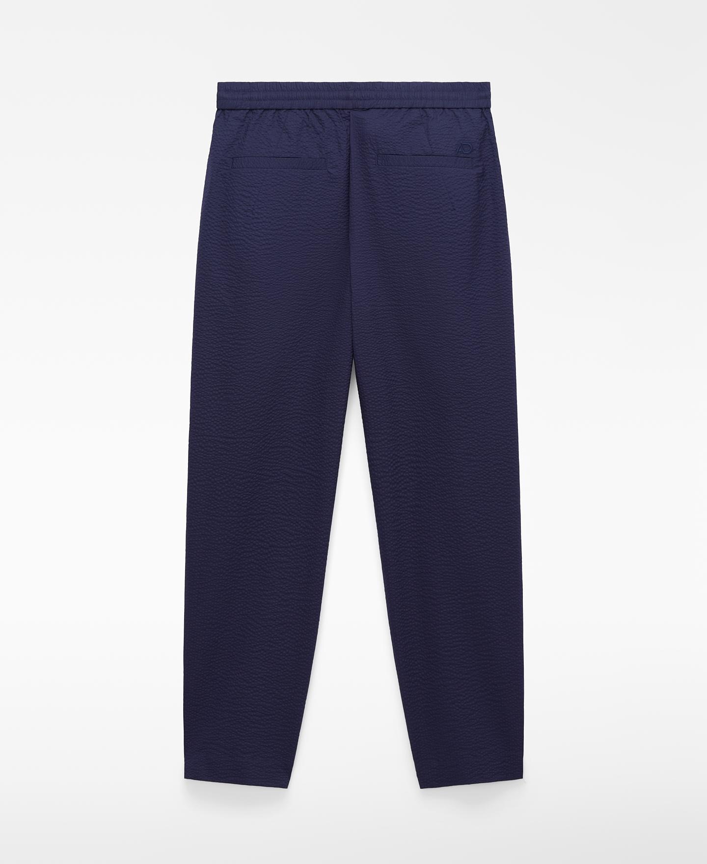 Calças Joggers em Seersucker de Algodão Azul-marinho-6