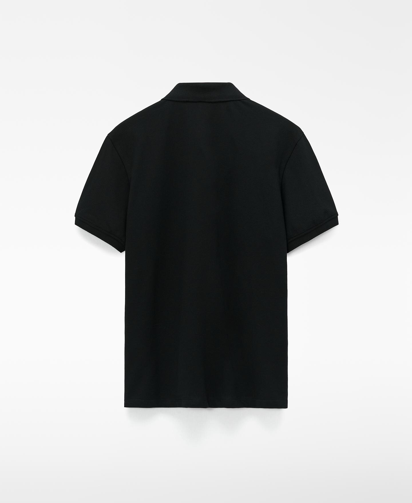 Polo de Manga Curta Slim Fit de Algodão com Fecho Zip Preto-6