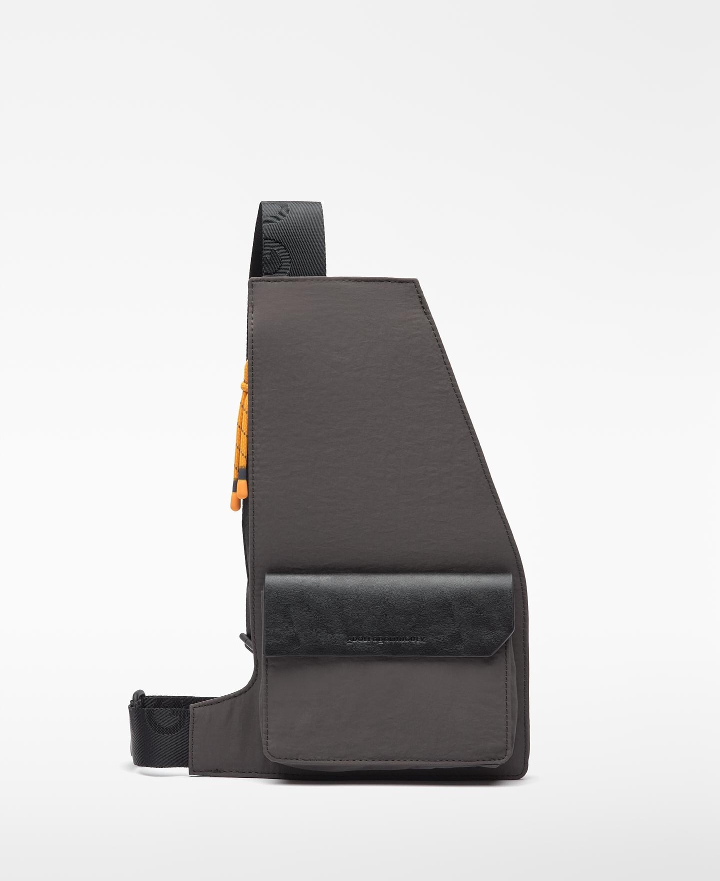 Mala a Tiracolo Crossbody em Nylon com Bolso Castanho-escuro-1