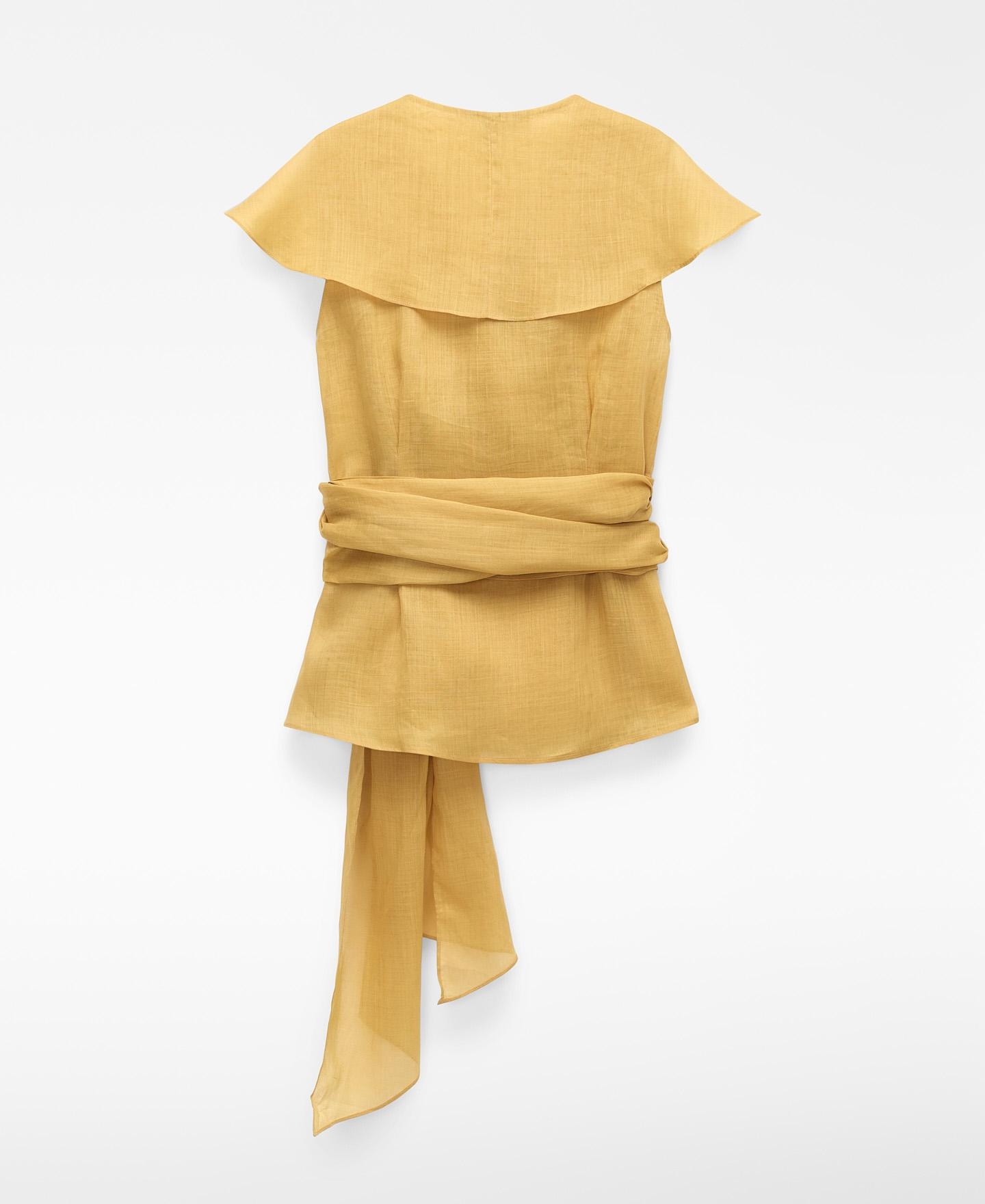 Top Cruzado em Ramie com Gola Xaile Amarelo-6