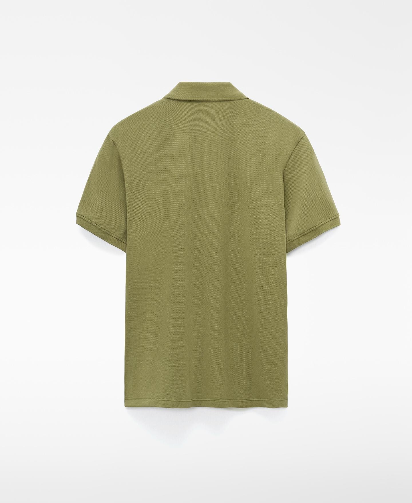 Polo de Manga Curta Slim Fit de Algodão com Fecho Zip Caqui-6