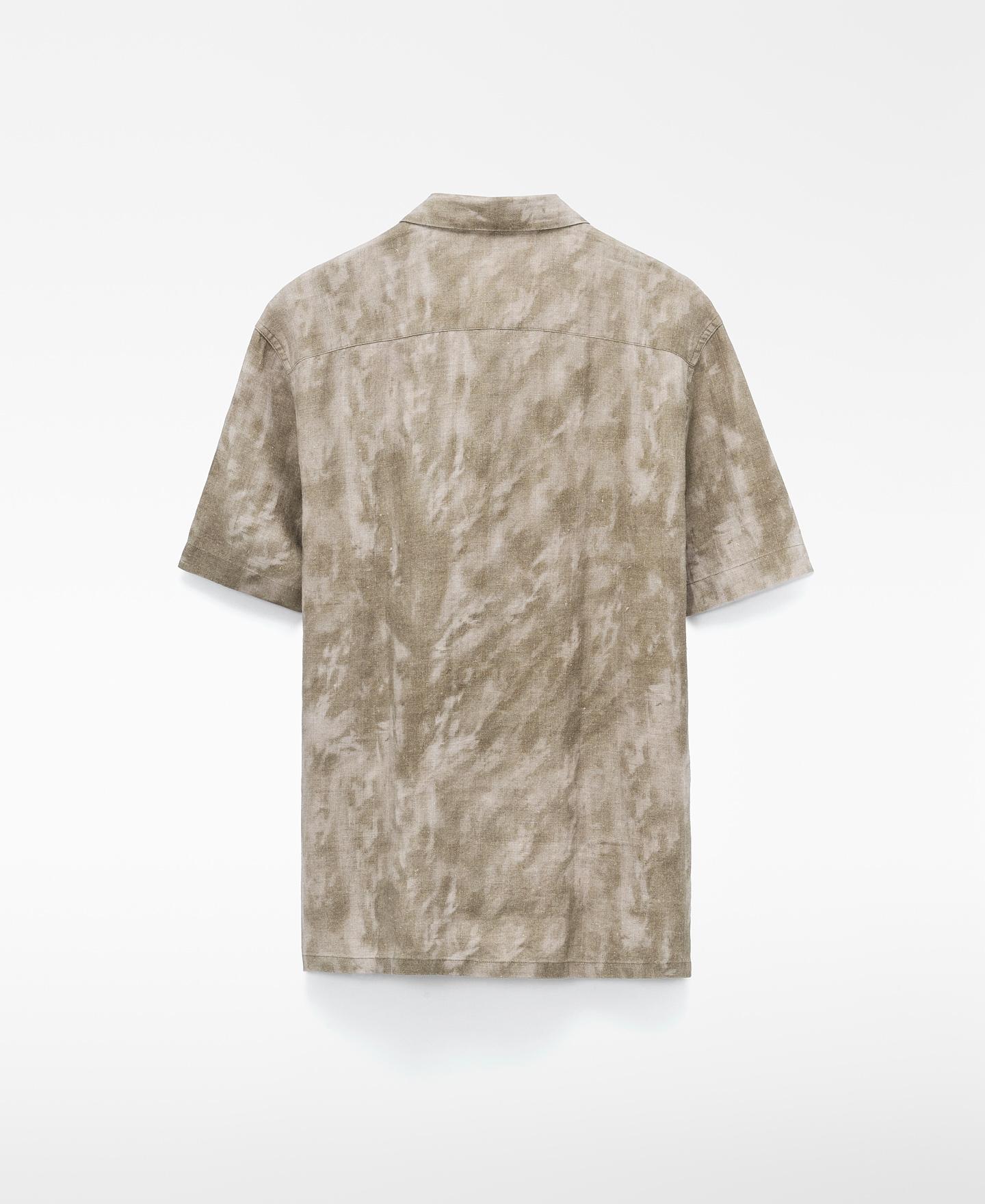 Camisa de Linho Regular Fit Tie Dye em Linho Europeu Castanho-6