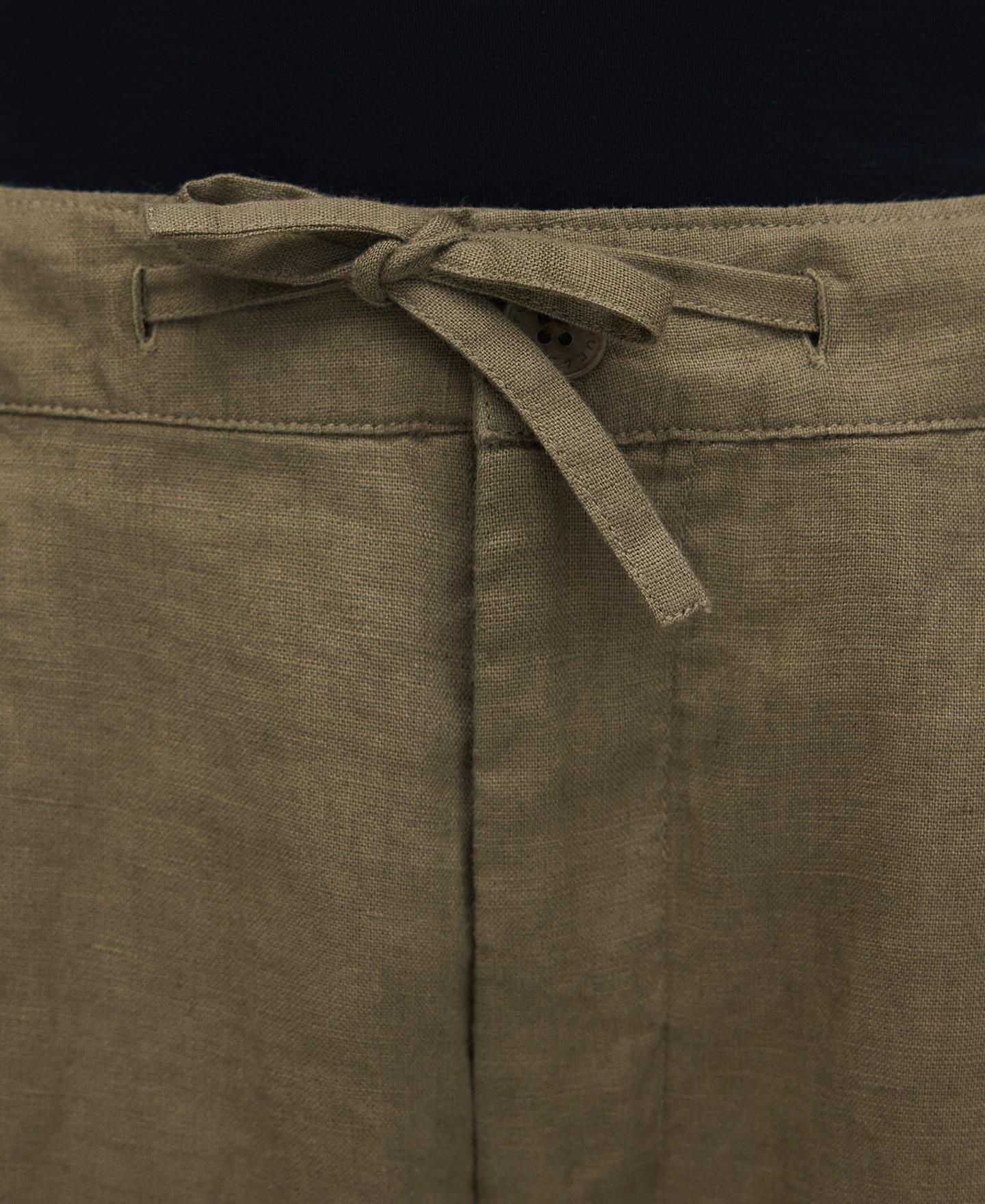 Bermudas de Pregas em Linho Europeu Caqui-4