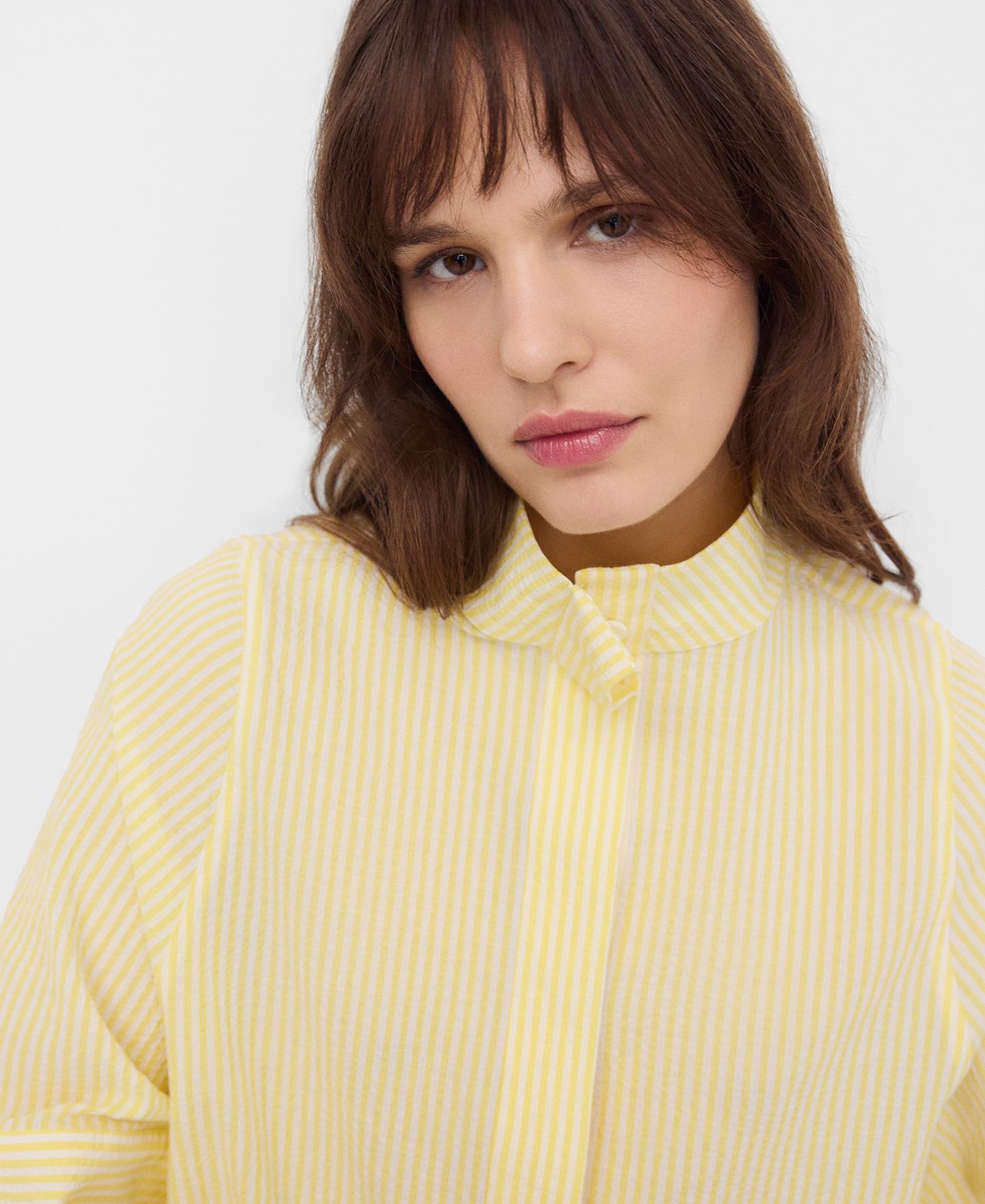 Camisa em Tecido Seersucker Amarelo-4