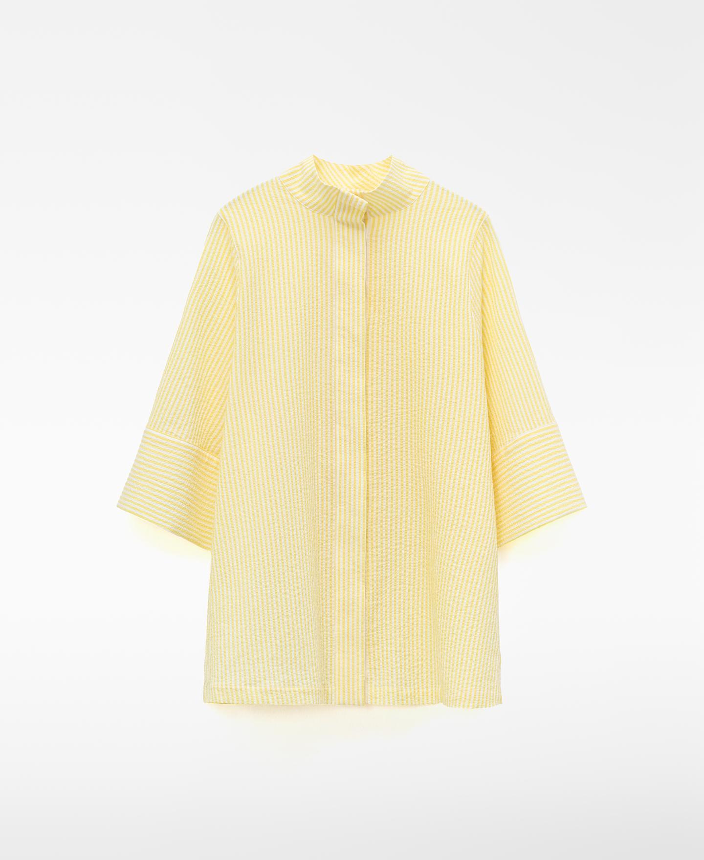 Camisa em Tecido Seersucker Amarelo-5