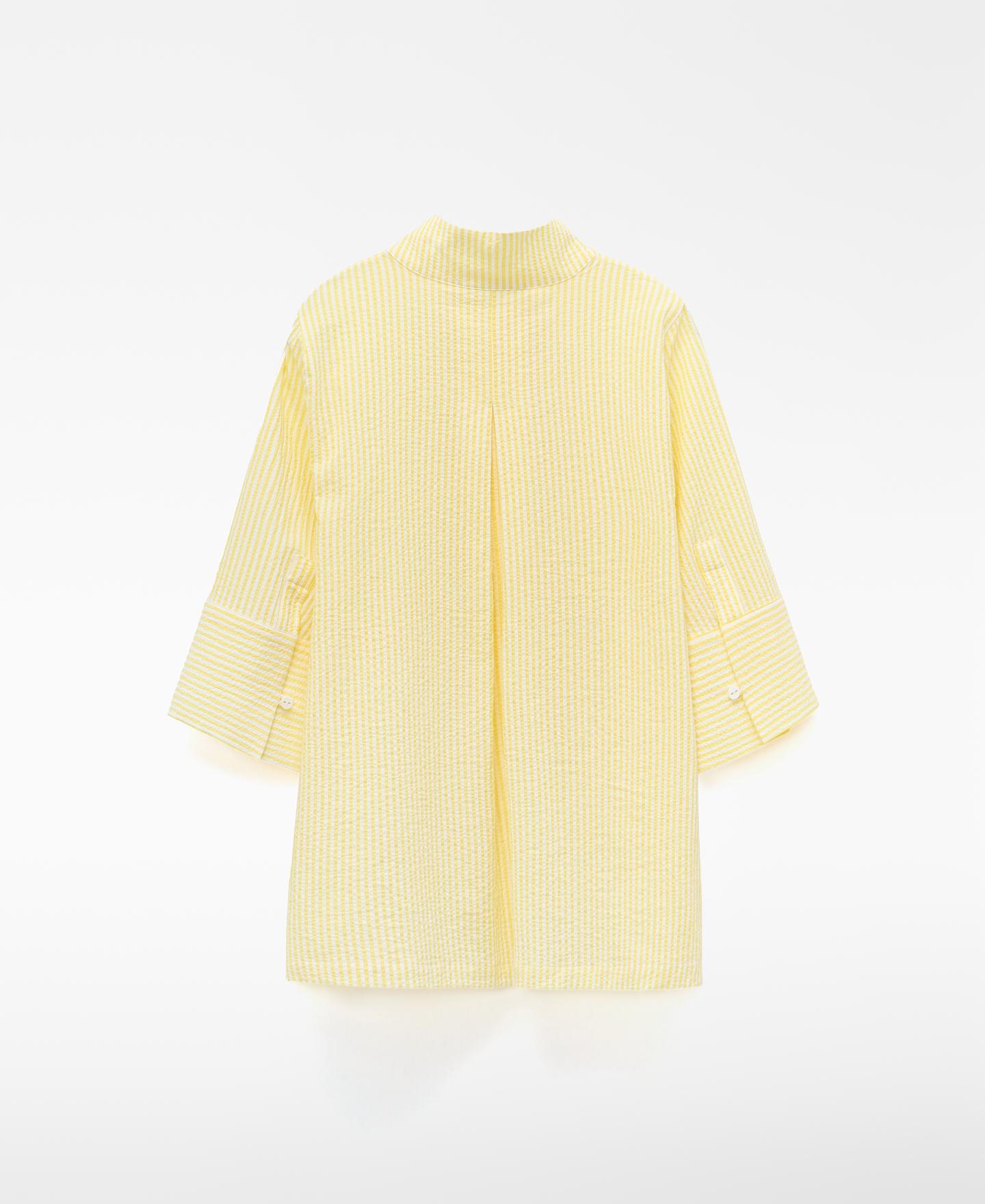 Camisa em Tecido Seersucker Amarelo-6